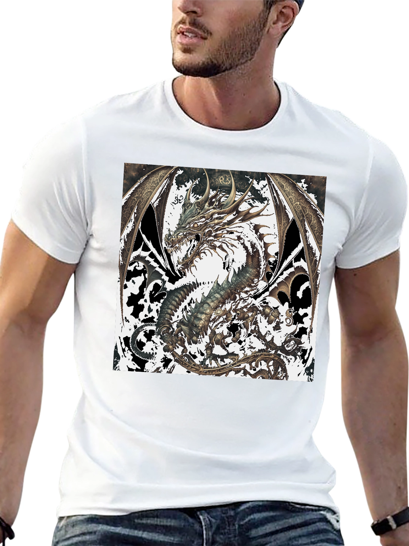 Dragon Graphic Print Black Tee