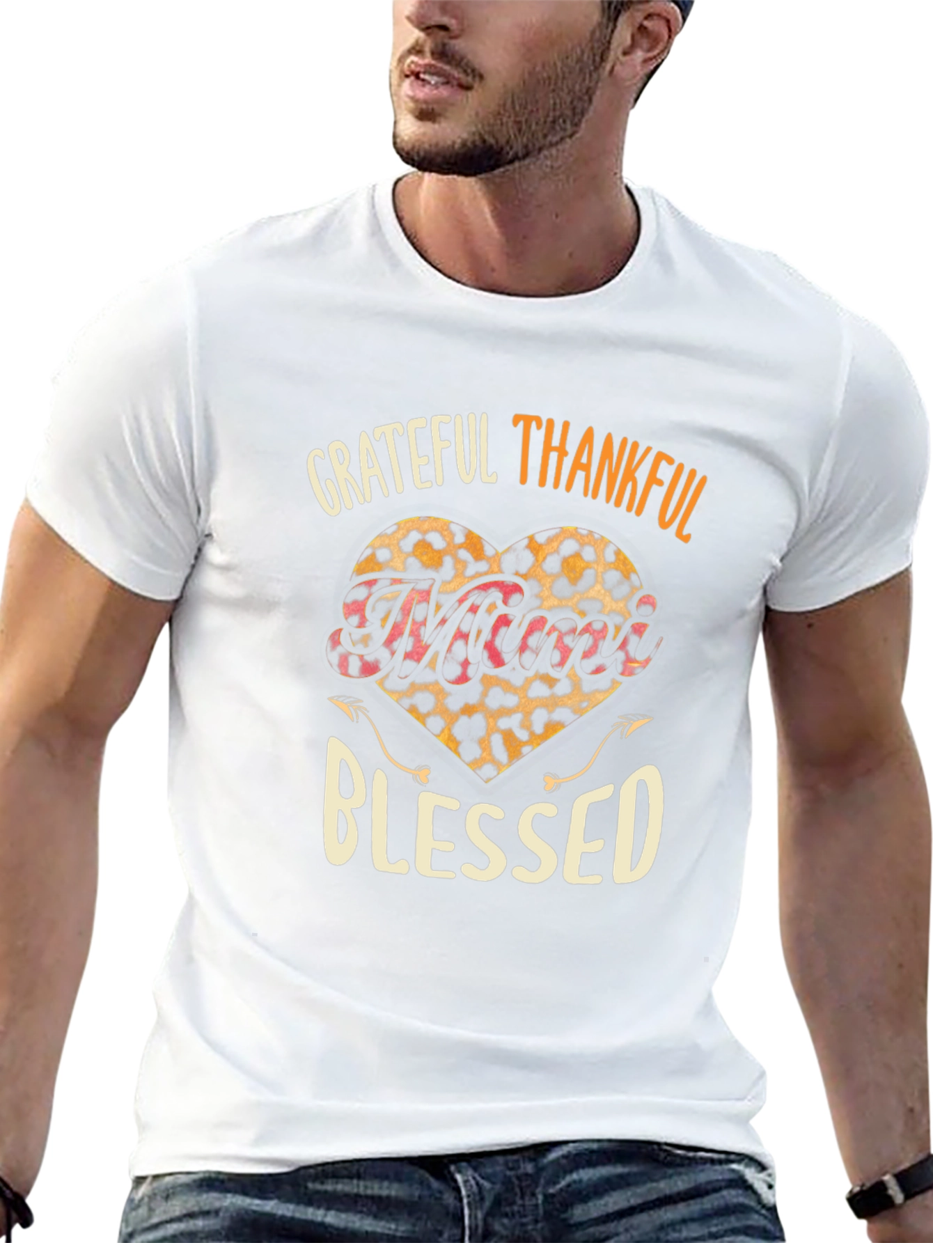 Grateful Thankful Blessed Leopard Print Heart T-Shirt