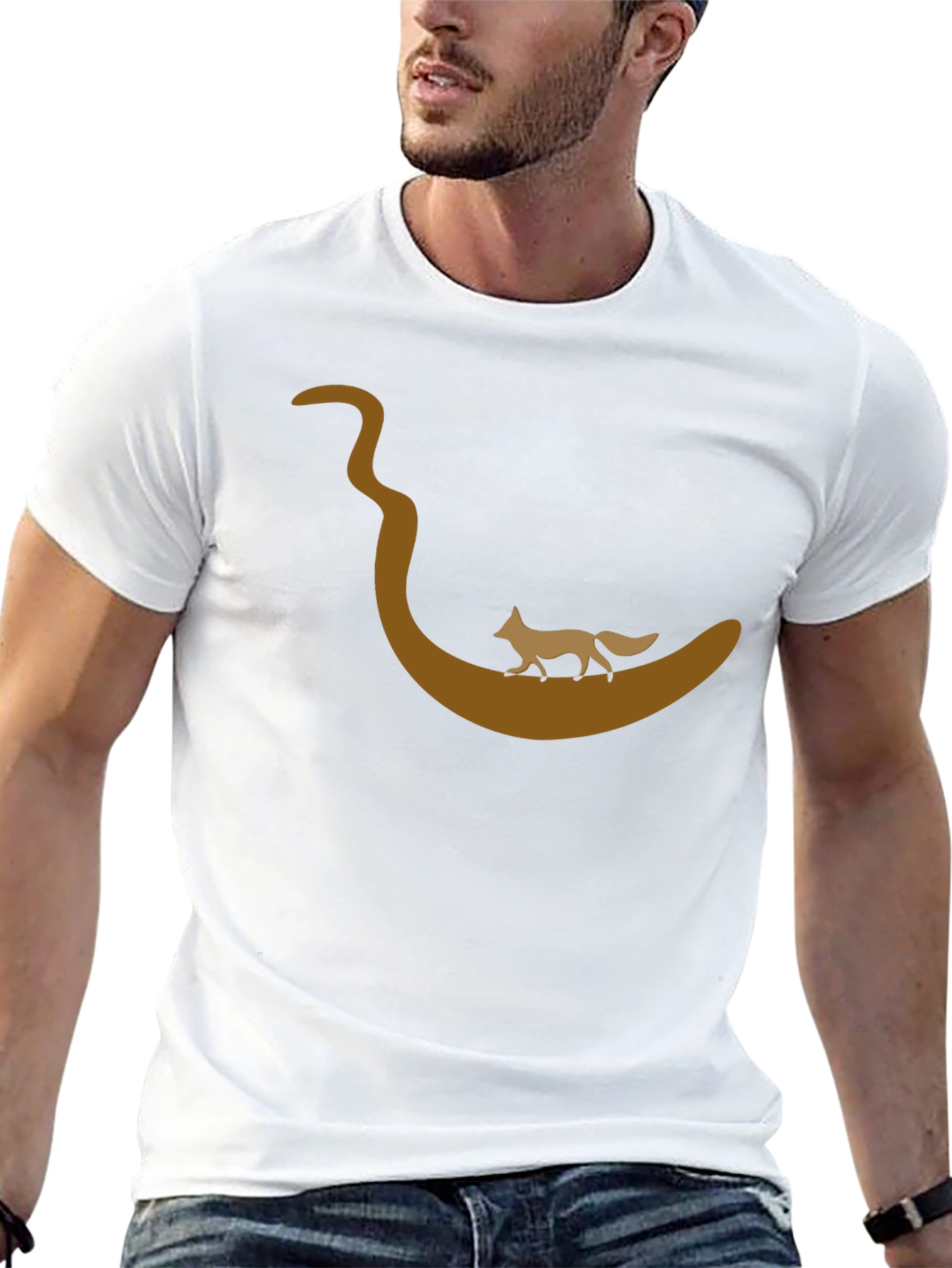 Fox on River T-Shirt - Black Cotton Tee
