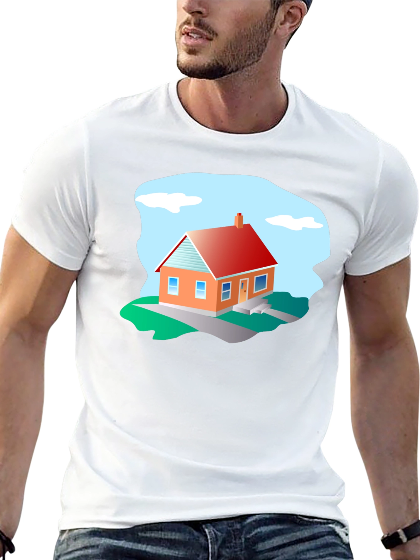 House Graphic T-Shirt - Black Cotton Tee