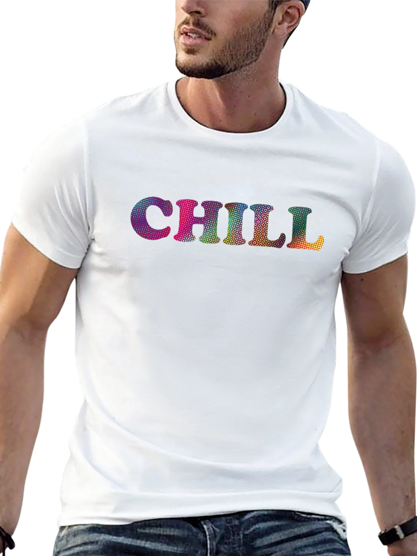 Chill T-Shirt - Vibrant Text Graphic Black Tee
