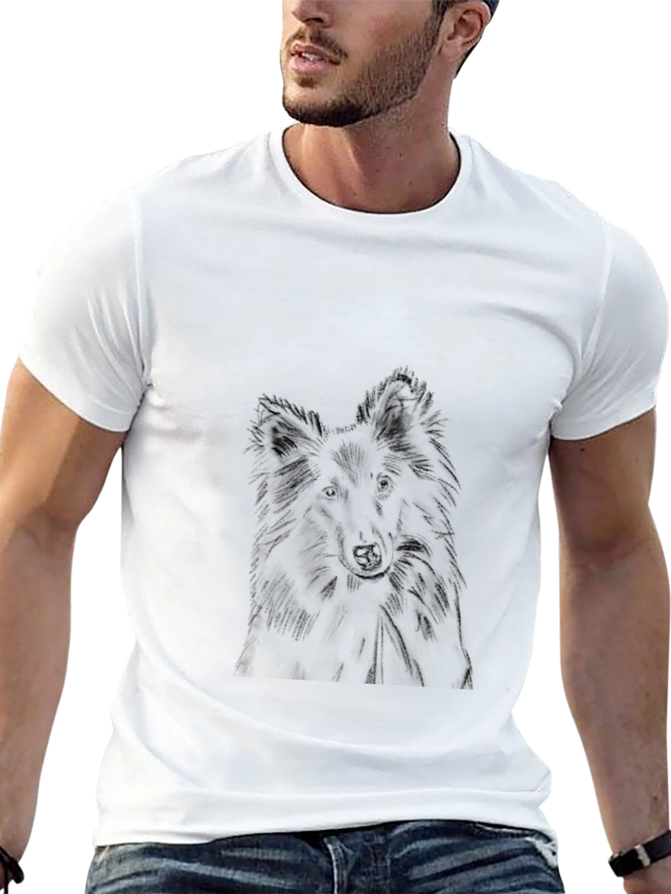 Dog Sketch Black T-Shirt