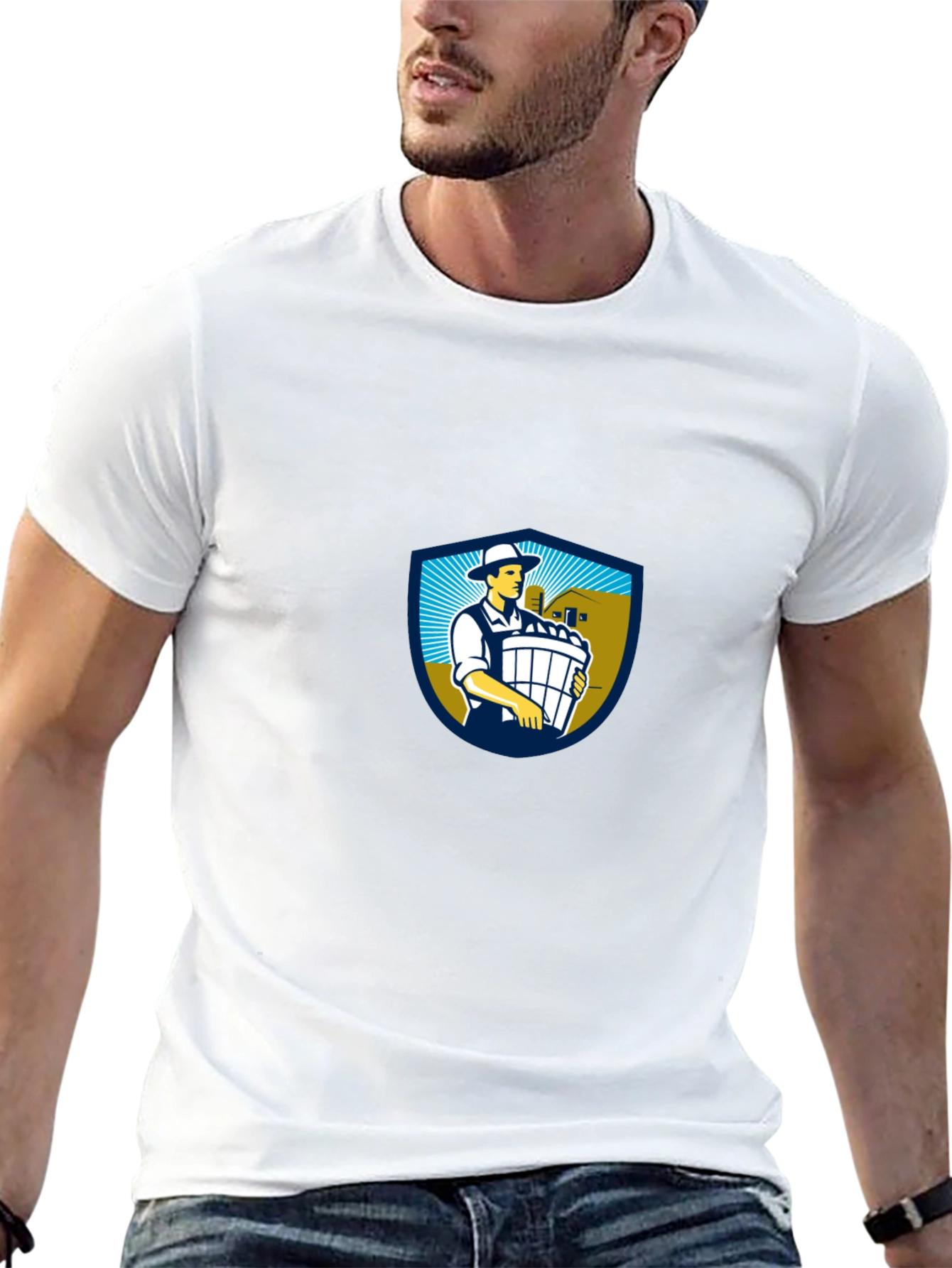 Classic Black T-Shirt with Farm Logo
