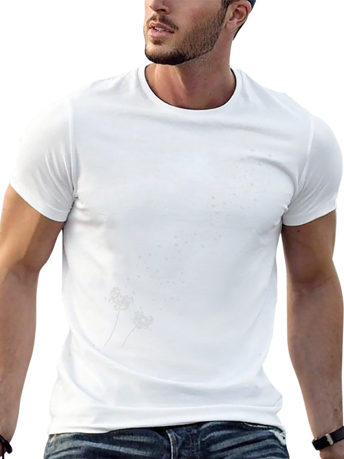 Dandelion Print Black T-Shirt - Casual Style