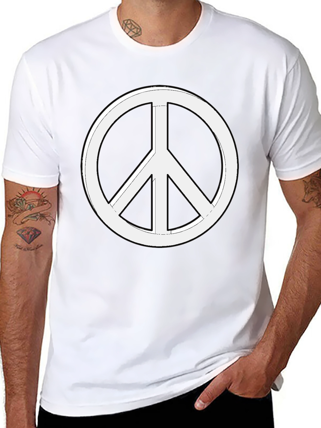 Peace Sign Graphic T-Shirt - Black