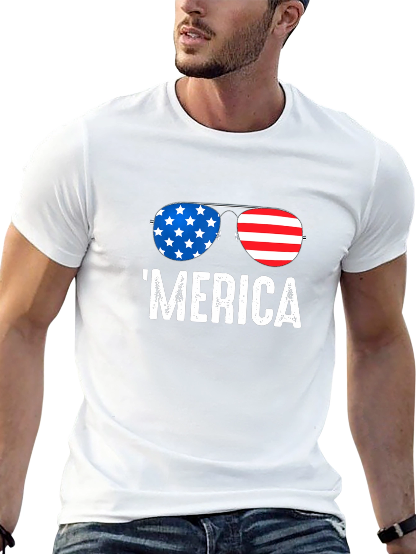 Patriotic Merica Sunglasses Graphic Tee