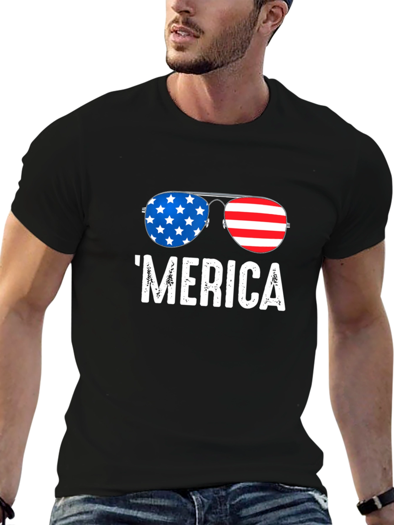 Patriotic Merica Sunglasses Graphic Tee