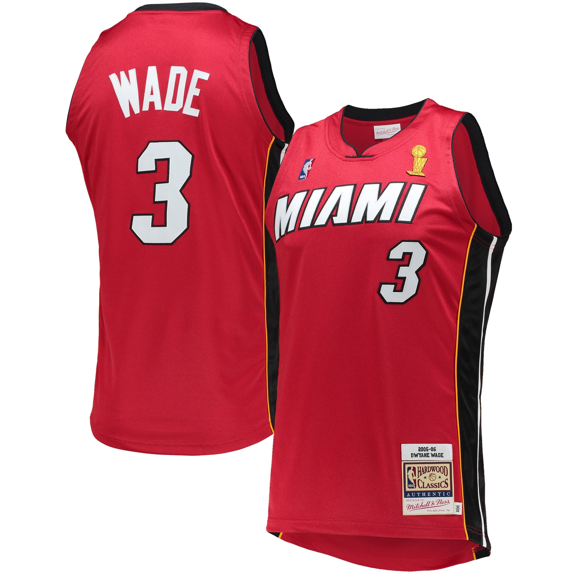 Men's Miami Heat Dwyane Wade Mitchell & Ness Red 2005-06 Hardwood Classics Authentic Jersey