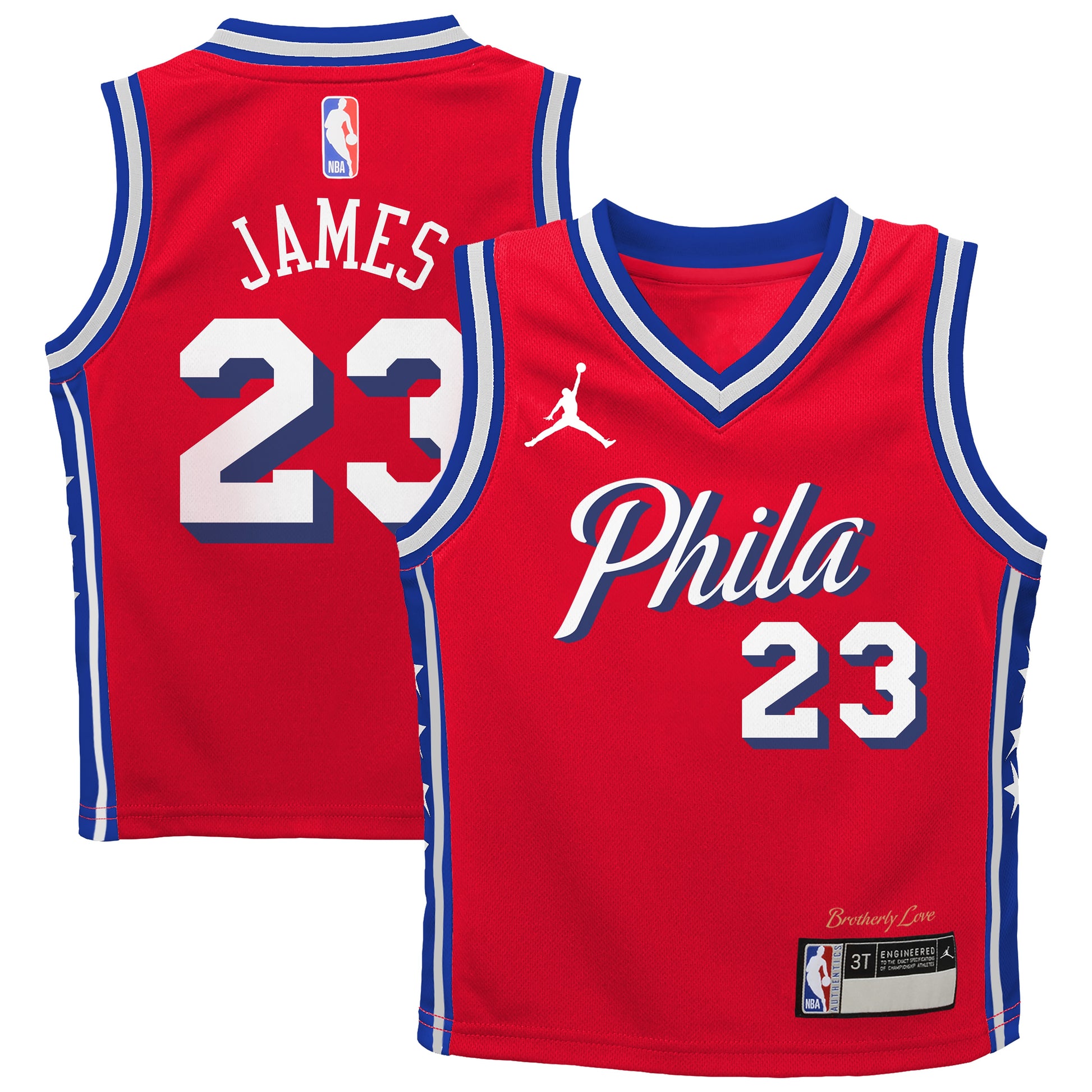 Preschool Philadelphia 76ers LeBron James Jordan Brand Red Swingman Jersey - Statement Edition