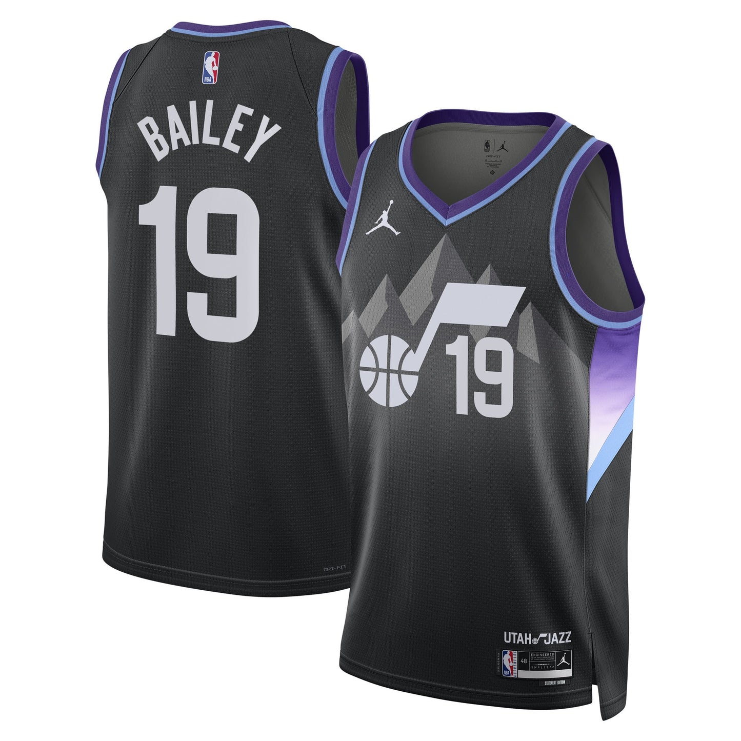Unisex Utah Jazz Ace Bailey Jordan Brand Black Swingman Player Jersey - Statement Edition