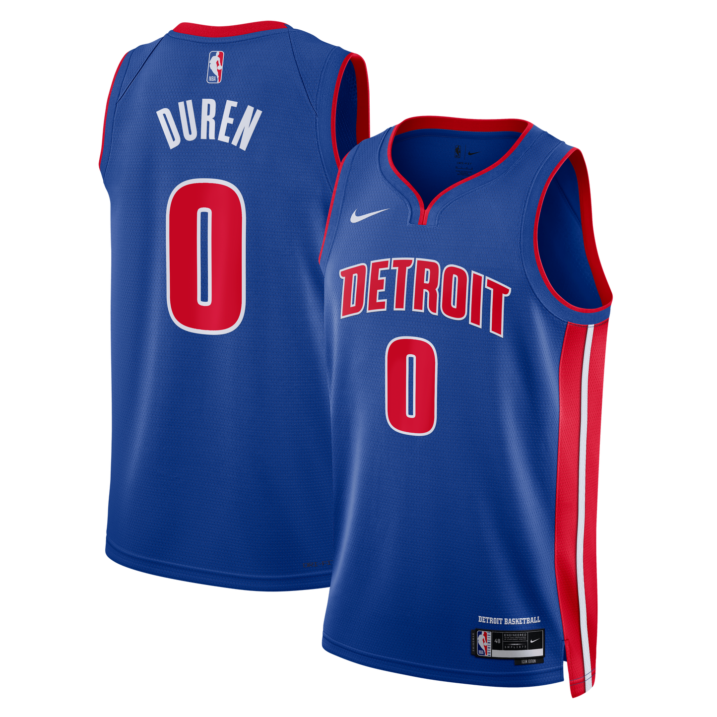 Unisex Detroit Pistons Jalen Duren Nike Blue Swingman Jersey - Icon Edition
