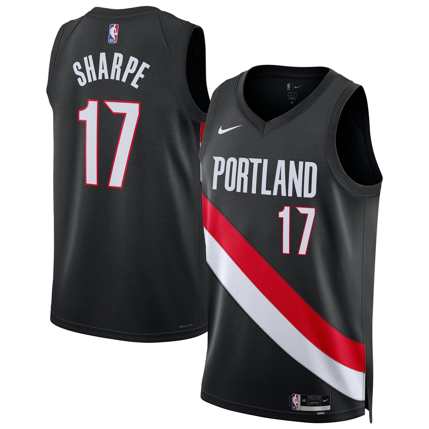 Unisex Portland Trail Blazers Shaedon Sharpe Nike Black Swingman Jersey - Icon Edition