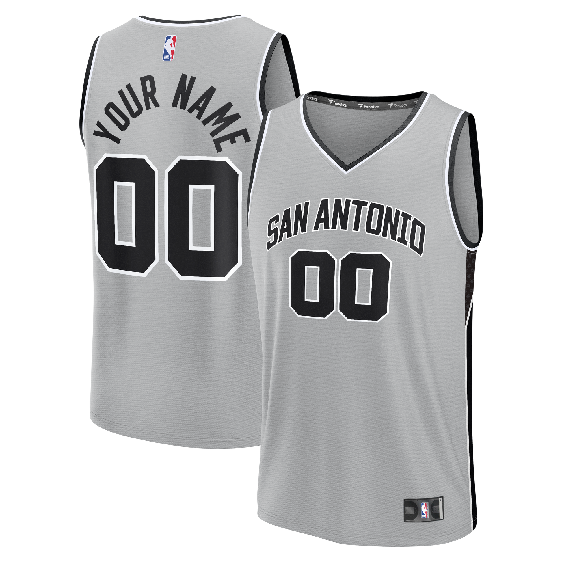 Youth San Antonio Spurs Fanatics Silver Fast Break Custom Jersey - Statement Edition