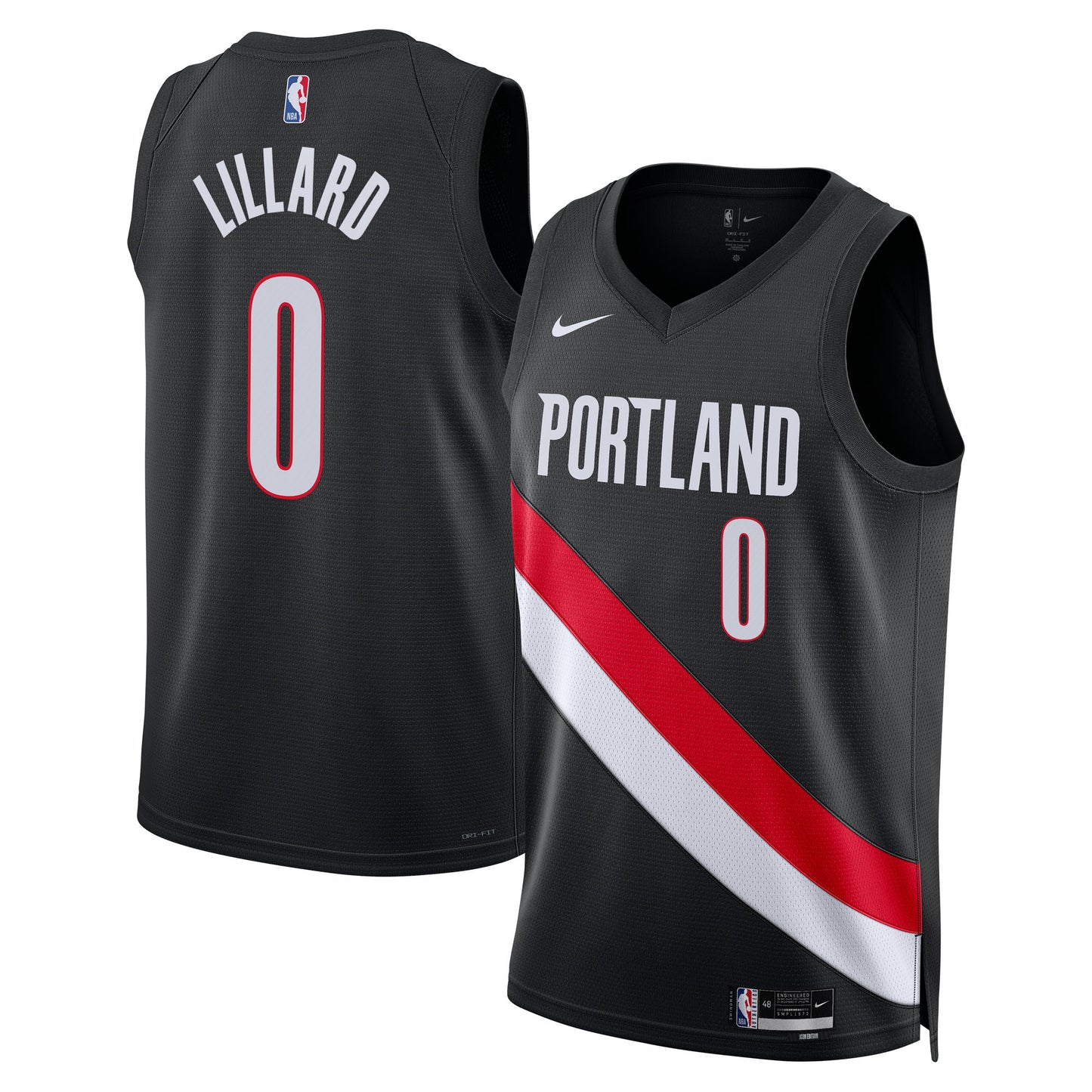 Unisex Portland Trail Blazers Damian Lillard Nike Black Swingman Jersey - Icon Edition