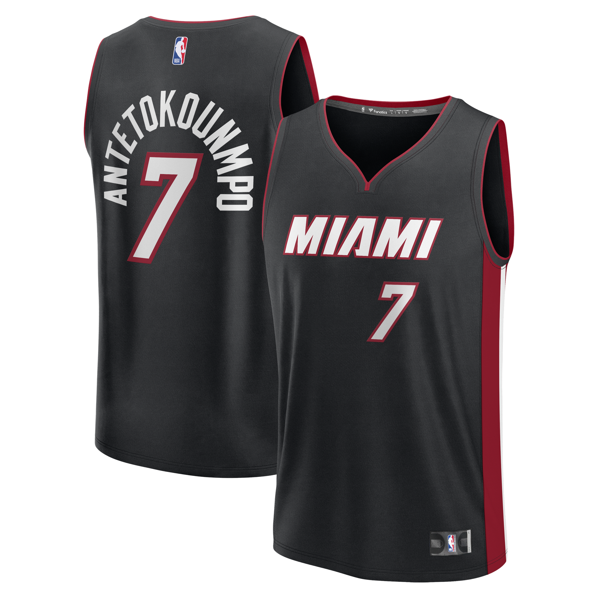 Youth Miami Heat Giannis Antetokounmpo Fanatics Black Fast Break Replica Jersey - Icon Edition