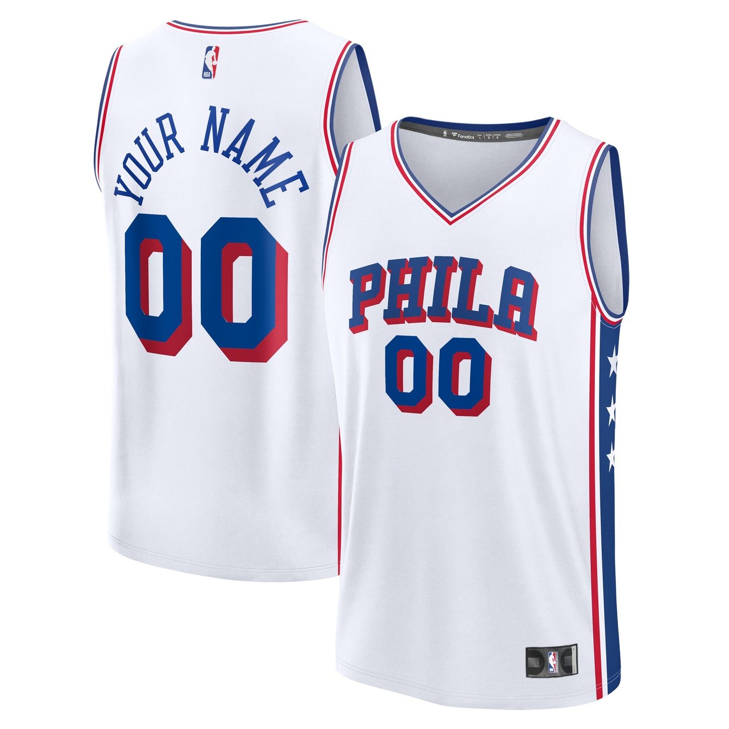 Youth Philadelphia 76ers Fanatics White Fast Break Custom Replica Jersey - Association Edition