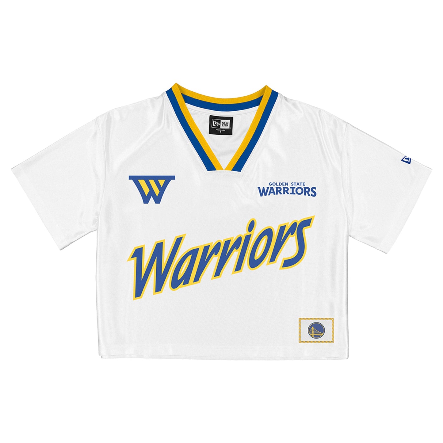 Women's Golden State Warriors New Era White Sport Classics Capsule Boxy Cropped Fashion Jersey
