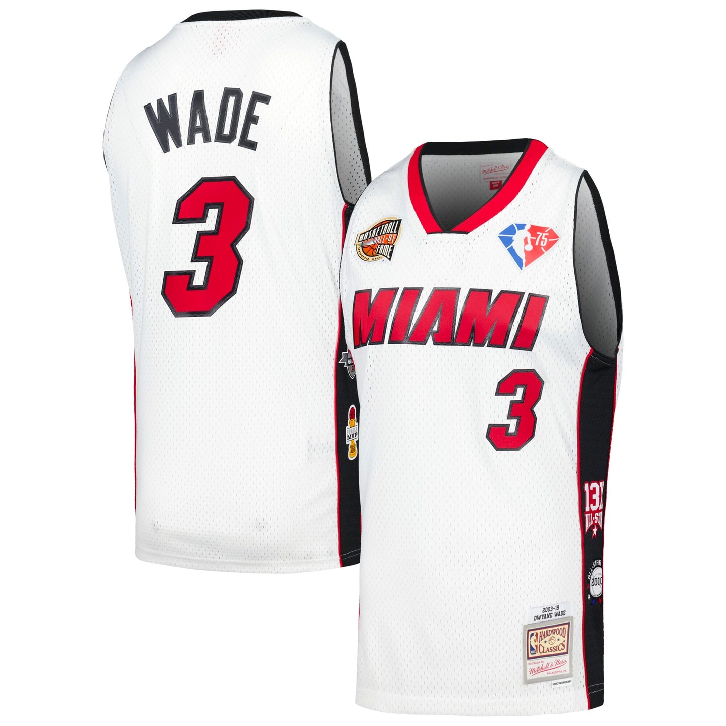 Unisex Miami Heat Dwyane Wade Mitchell & Ness White Hall of Fame Class of 2023 Throwback Swingman Jersey