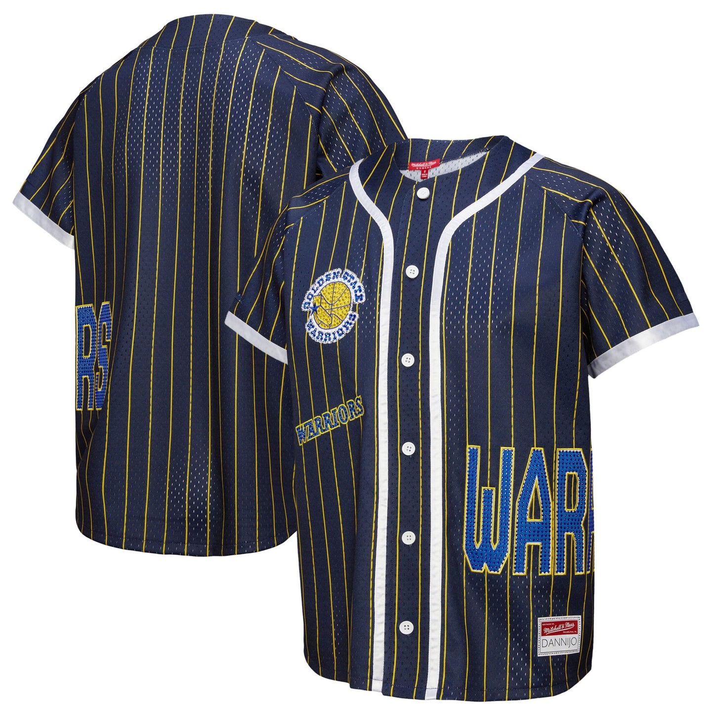Women's Golden State Warriors  Mitchell & Ness x DANNIJO Blue Fashion Baseball Jersey