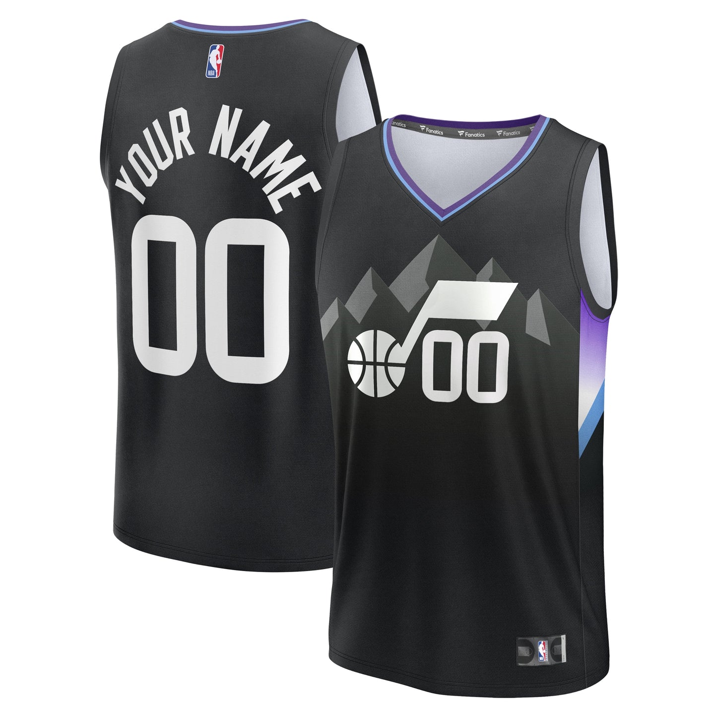 Youth Utah Jazz Fanatics Black Fast Break Custom Replica Jersey - Statement Edition