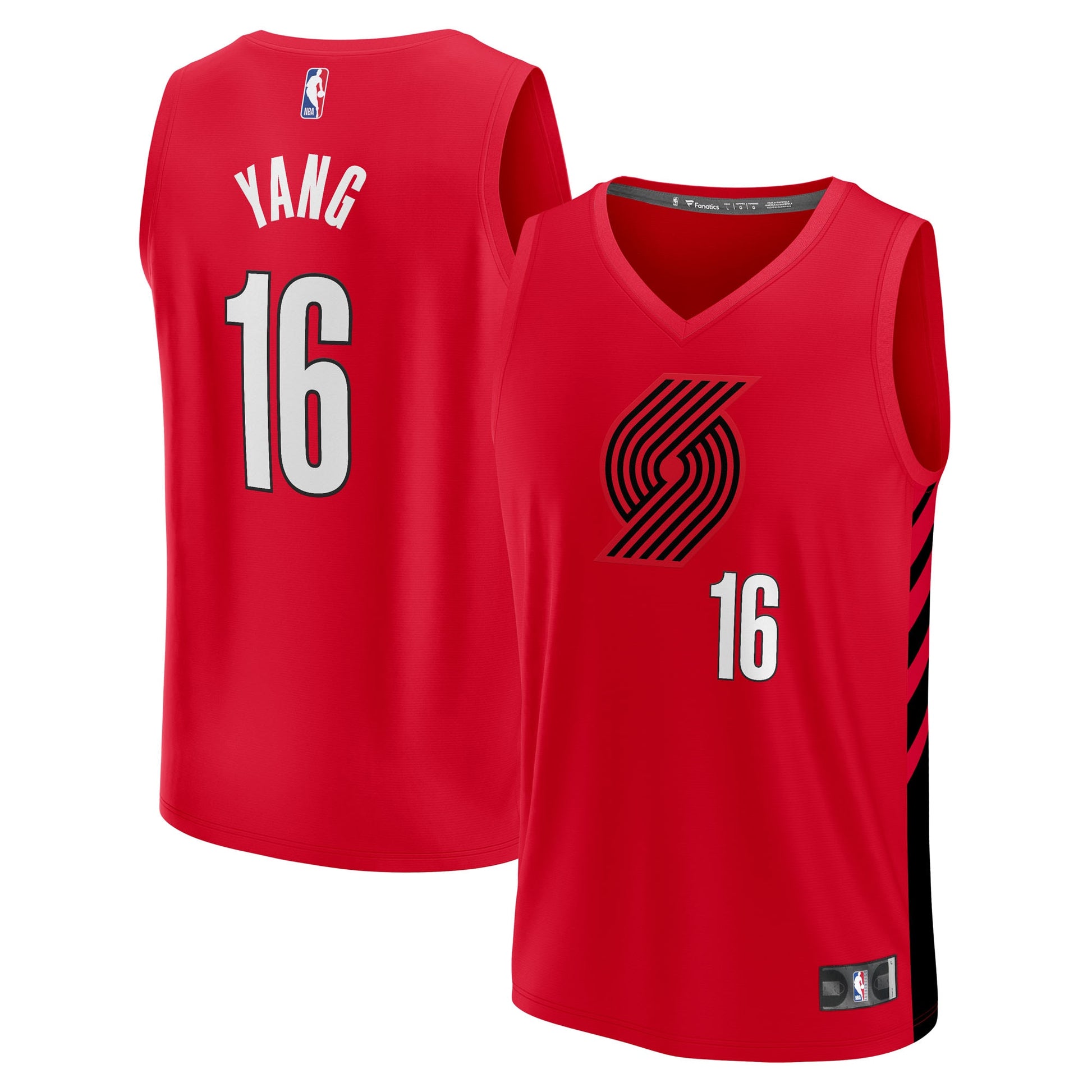 Men's Portland Trail Blazers Yang Hansen Fanatics Red Fast Break Replica Jersey - Statement Edition