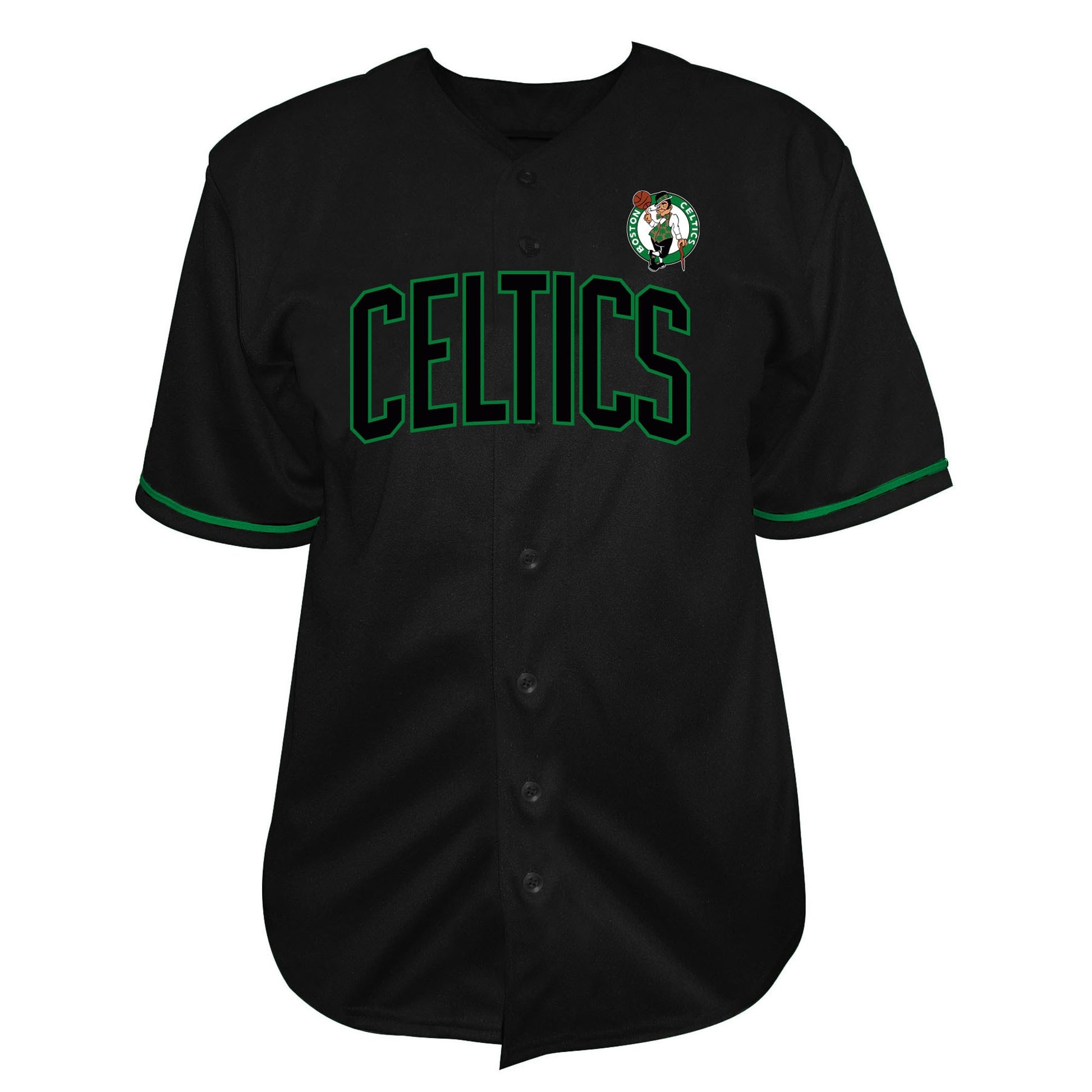 Men's Boston Celtics Fanatics Black Big & Tall Pop Full-Button Baseball Jersey