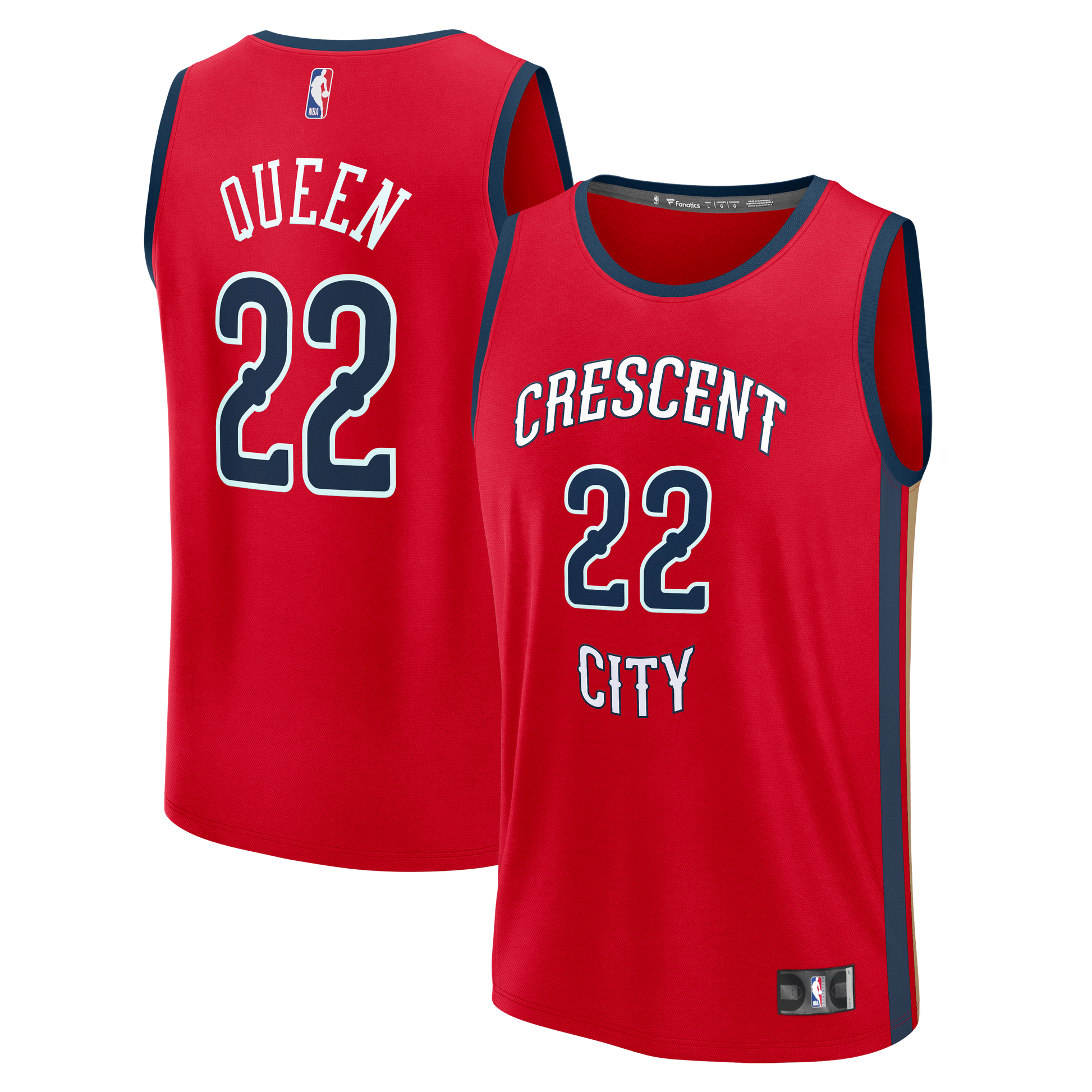 Men's New Orleans Pelicans Derik Queen Fanatics Red Fast Break Replica Player Jersey - Statement Edition