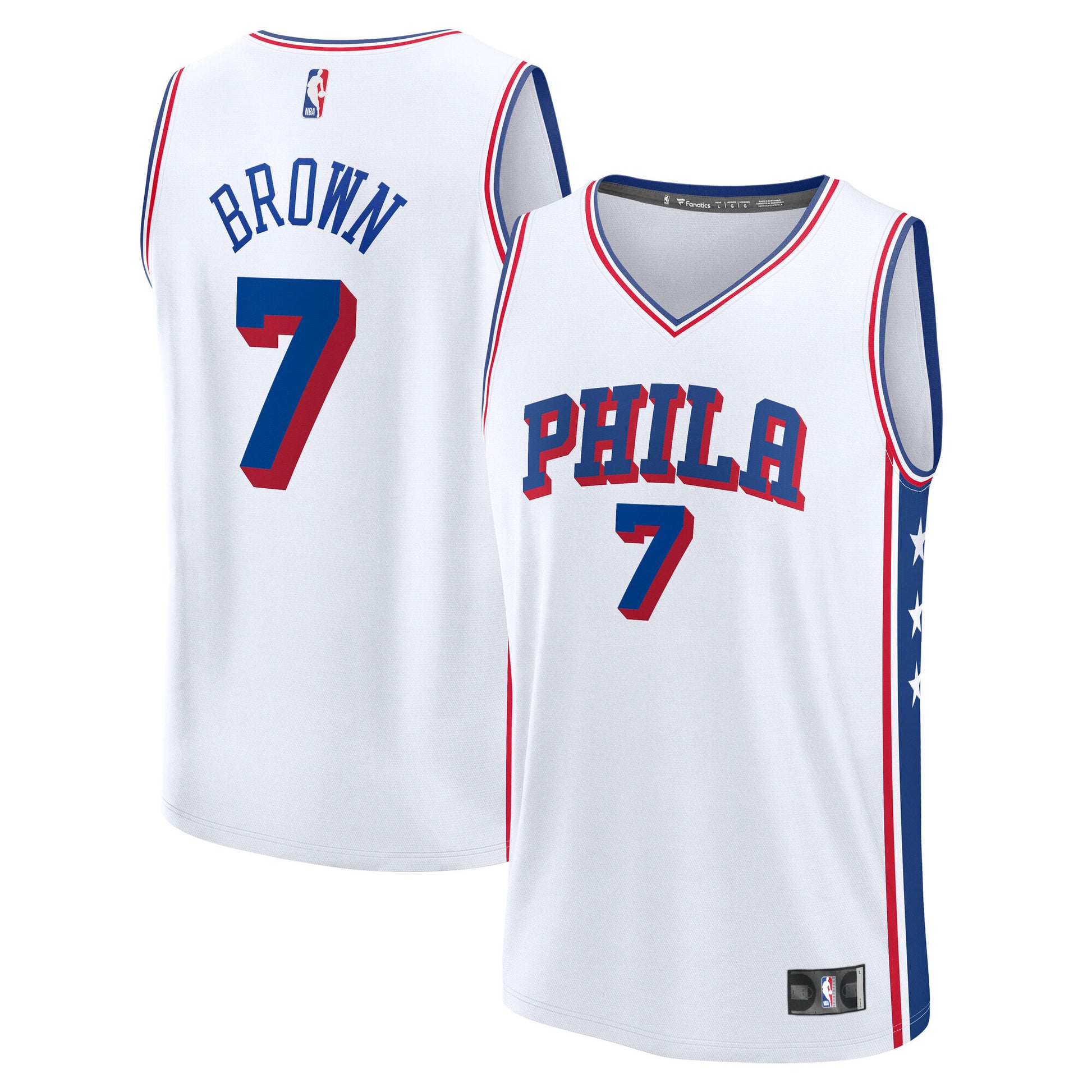 Youth Philadelphia 76ers Jaylen Brown Fanatics White Fast Break Replica Jersey - Association Edition