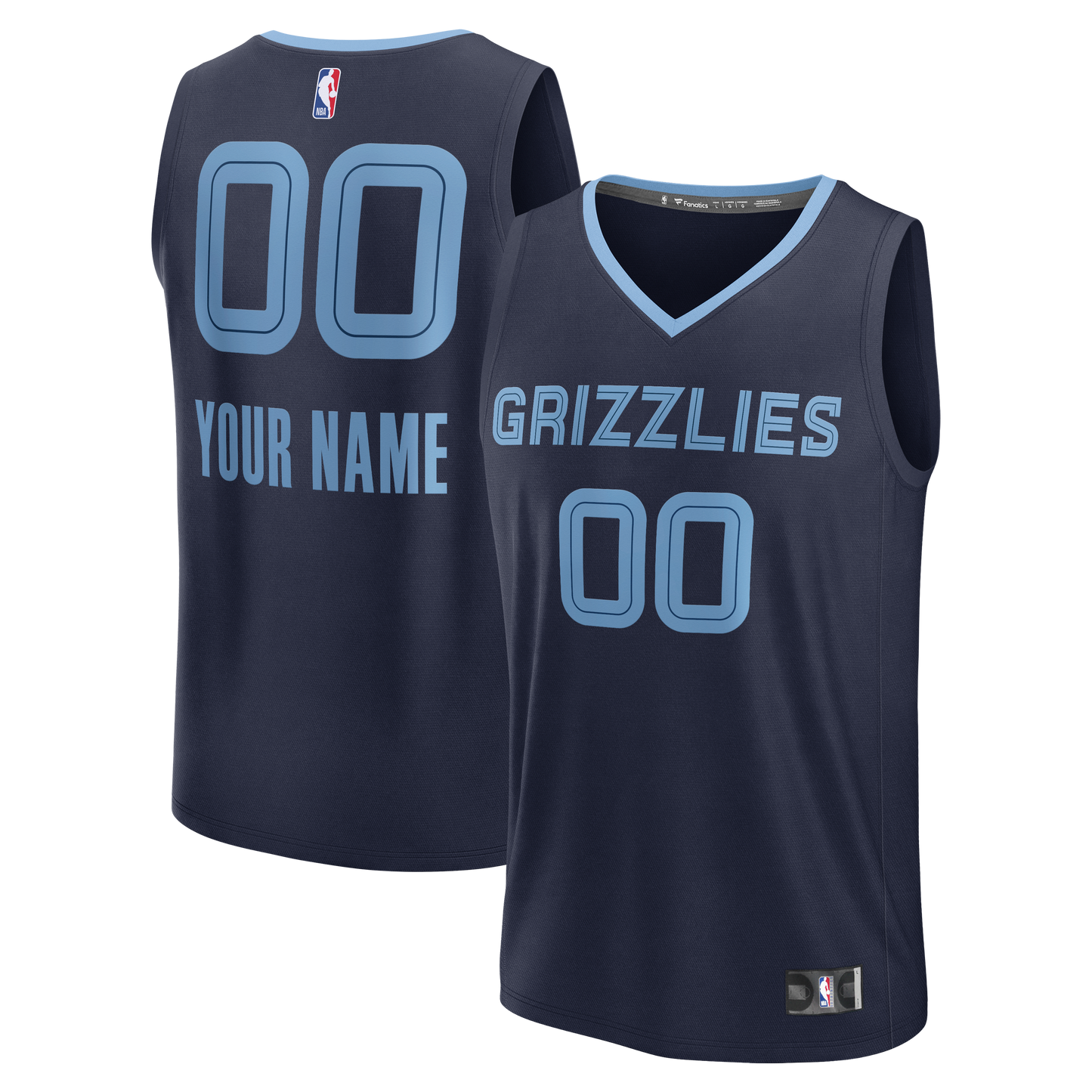 Youth Memphis Grizzlies Fanatics Navy Fast Break Custom Jersey - Icon Edition