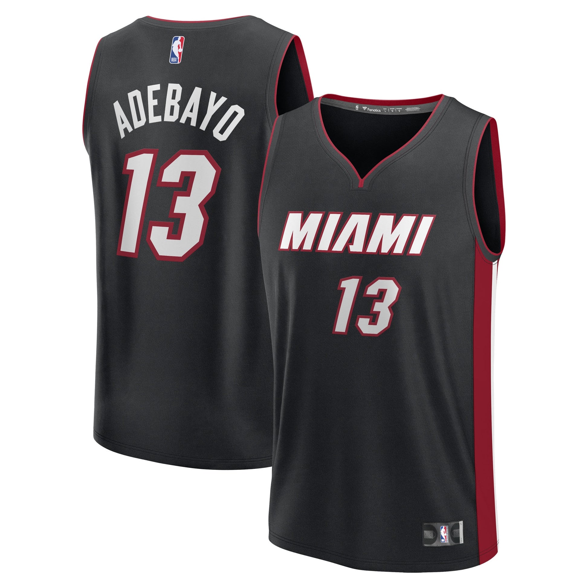 Youth Miami Heat Bam Adebayo Fanatics Black Fast Break Replica Player Jersey - Icon Edition