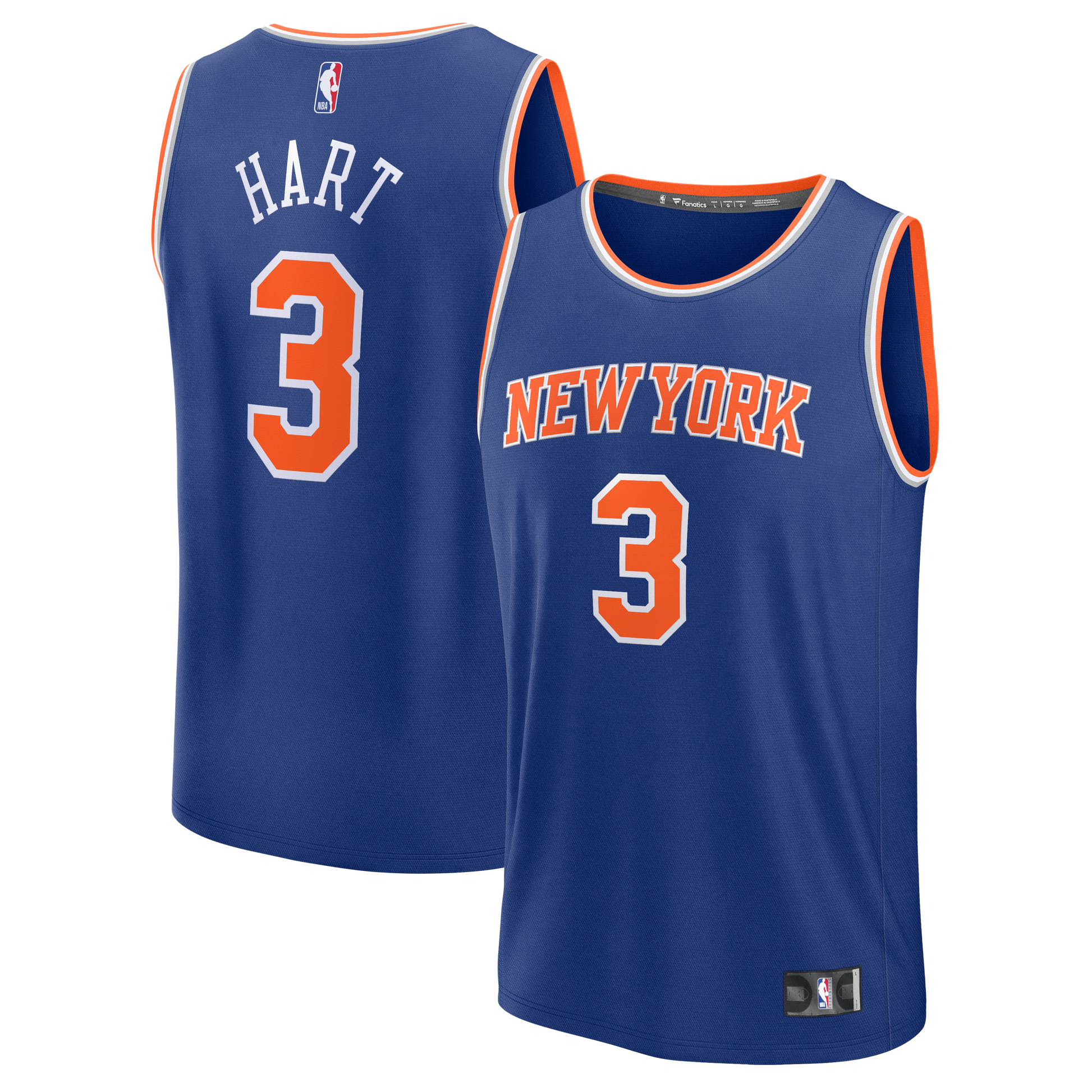 Men's New York Knicks Josh Hart Fanatics Blue Fast Break Jersey - Icon Edition