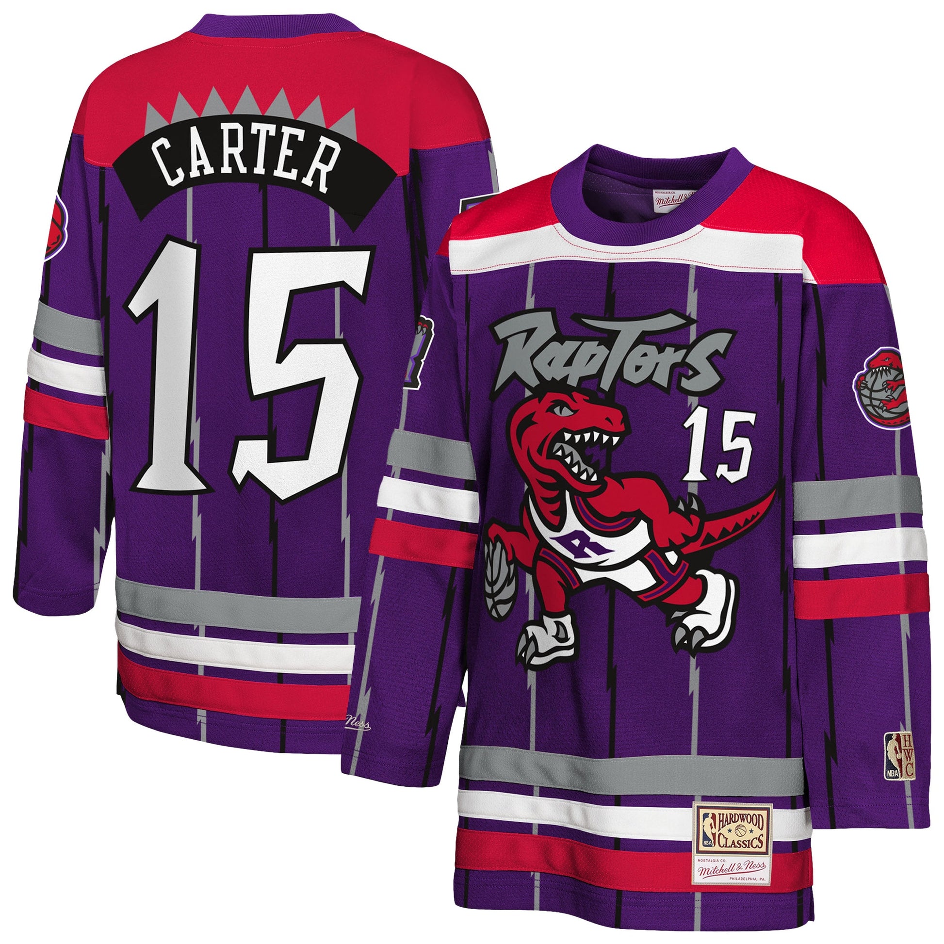 Youth Toronto Raptors Vince Carter Mitchell & Ness Purple Maxxed Out 2.0 Fashion Hockey Jersey