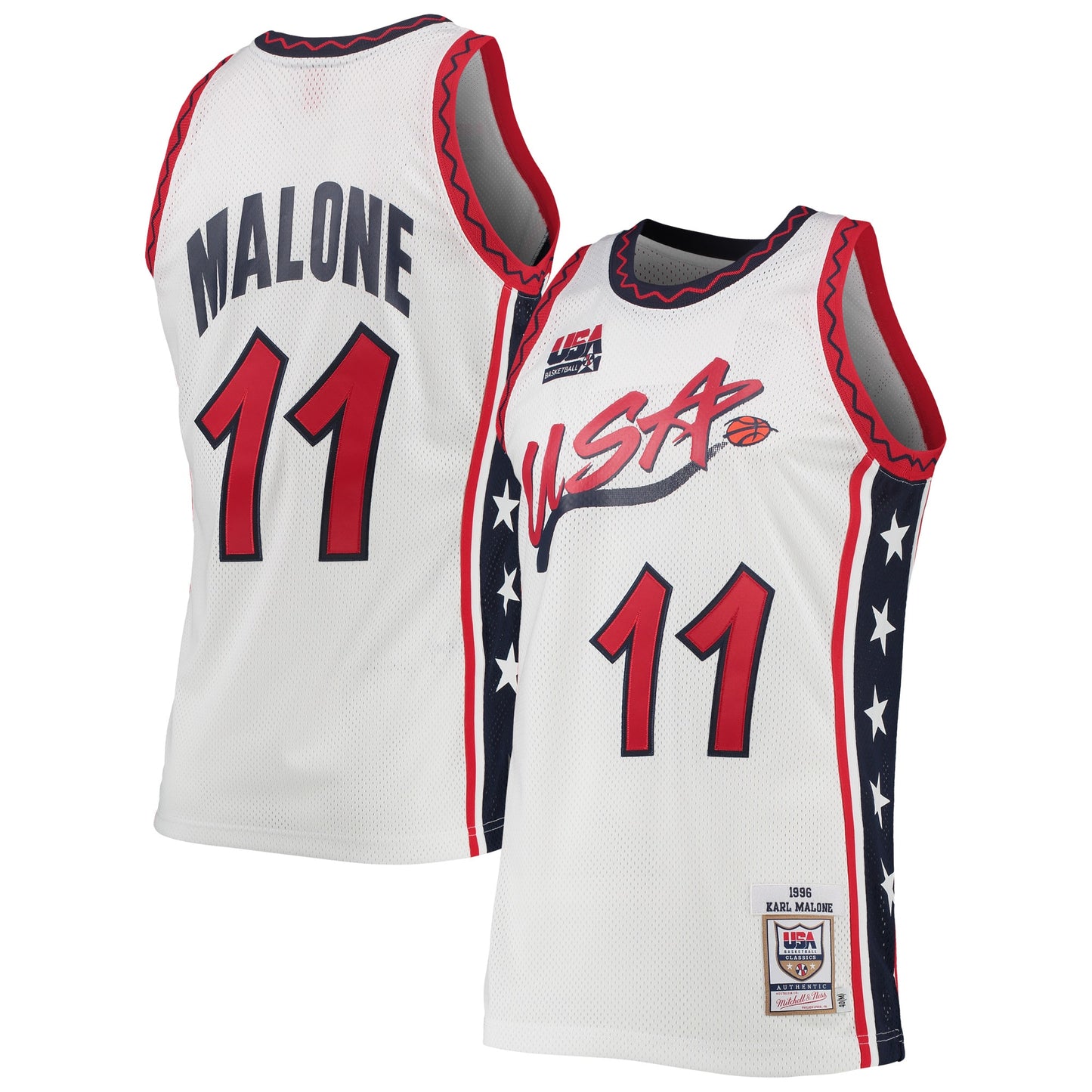 Male USA Basketball Mitchell & Ness White 1996 Hardwood Classics Authentic Jersey