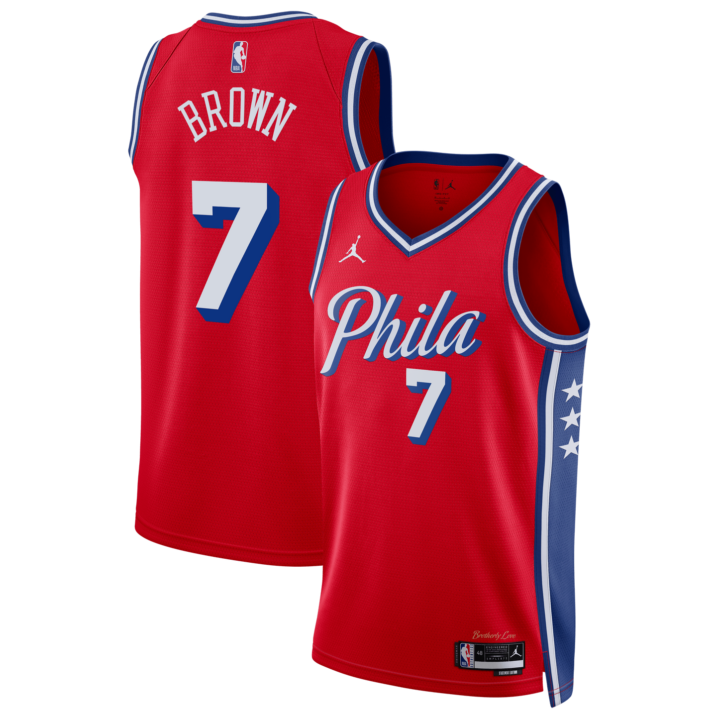 Unisex Philadelphia 76ers Jaylen Brown Jordan Brand Red Swingman Jersey - Statement Edition