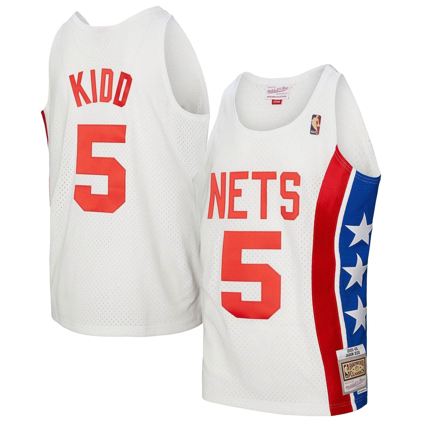 Men's New Jersey Nets Jason Kidd Mitchell & Ness White 2005/06 Hardwood Classics Swingman Jersey