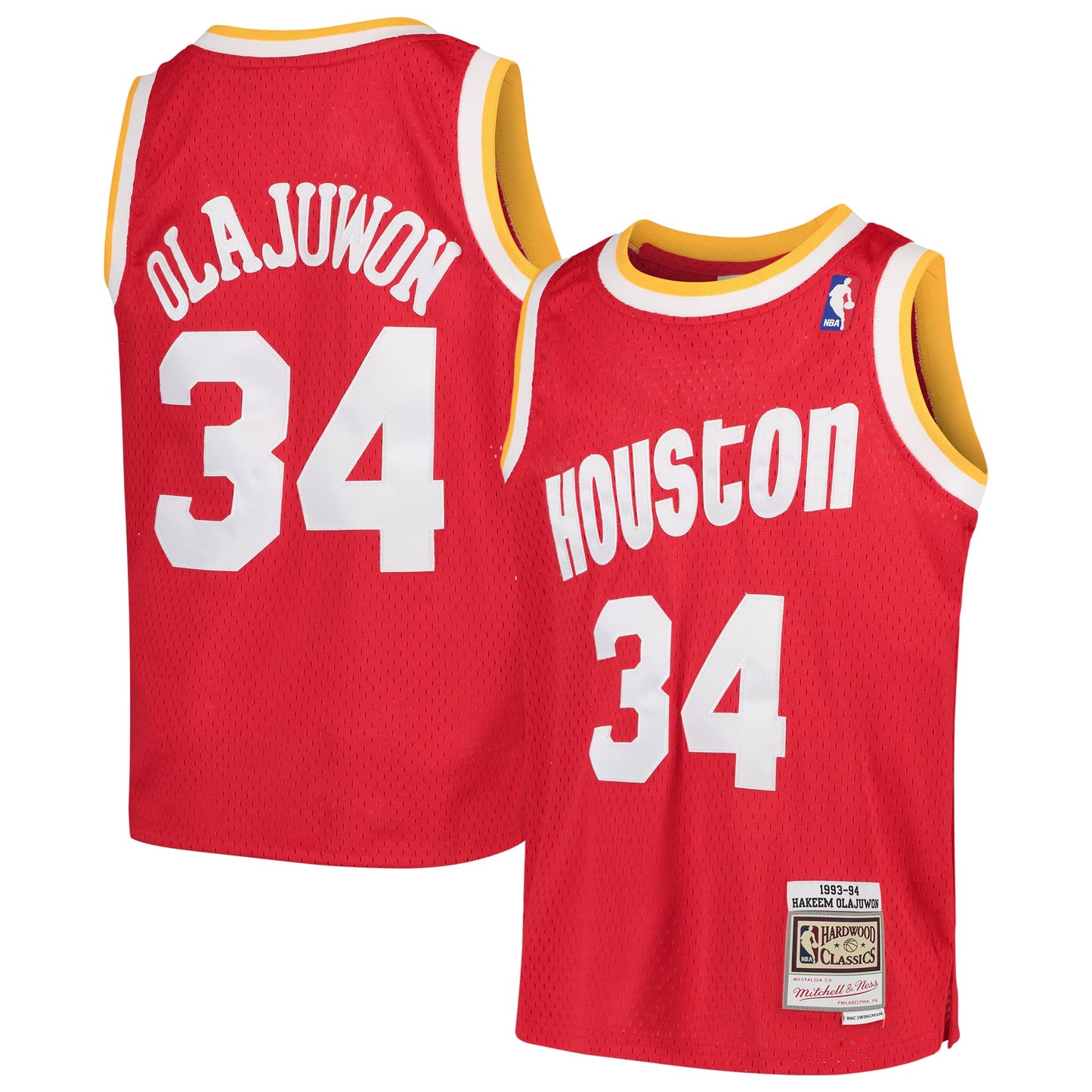 Youth Houston Rockets Hakeem Olajuwon Mitchell & Ness Red 1996/97 Hardwood Classics Swingman Jersey