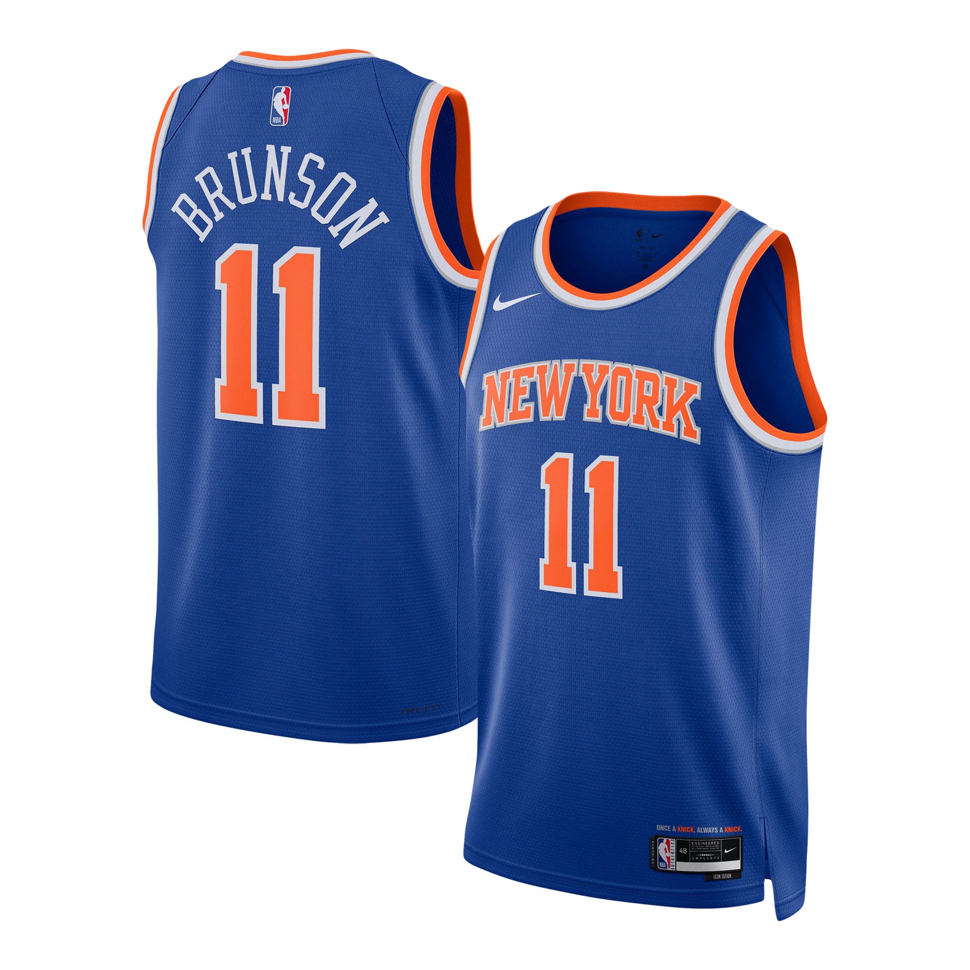 Unisex New York Knicks Jalen Brunson Nike Blue Swingman Jersey - Icon Edition