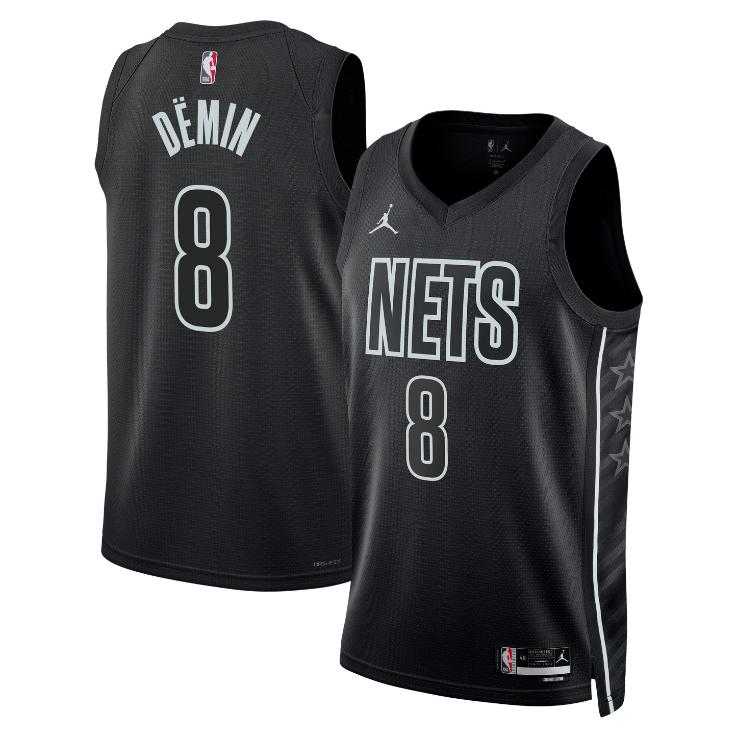 Unisex Brooklyn Nets Egor Dëmin Jordan Brand Black  Swingman Jersey - Statement Edition