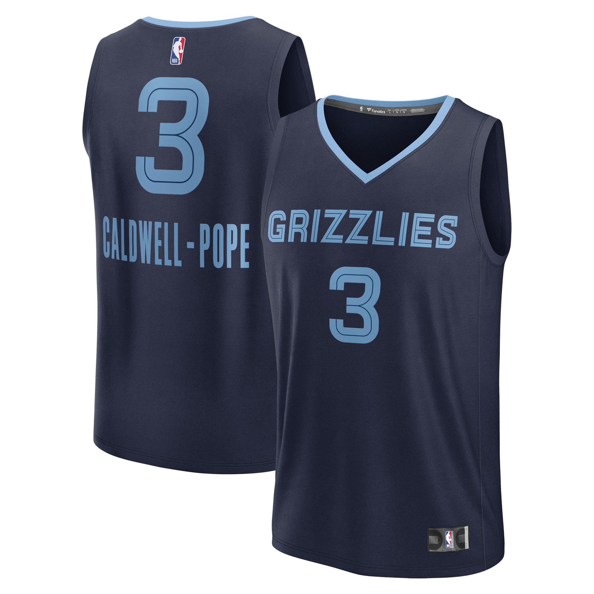 Youth Memphis Grizzlies Kentavious Caldwell-Pope Fanatics Navy Fast Break Replica Player Jersey - Icon Edition