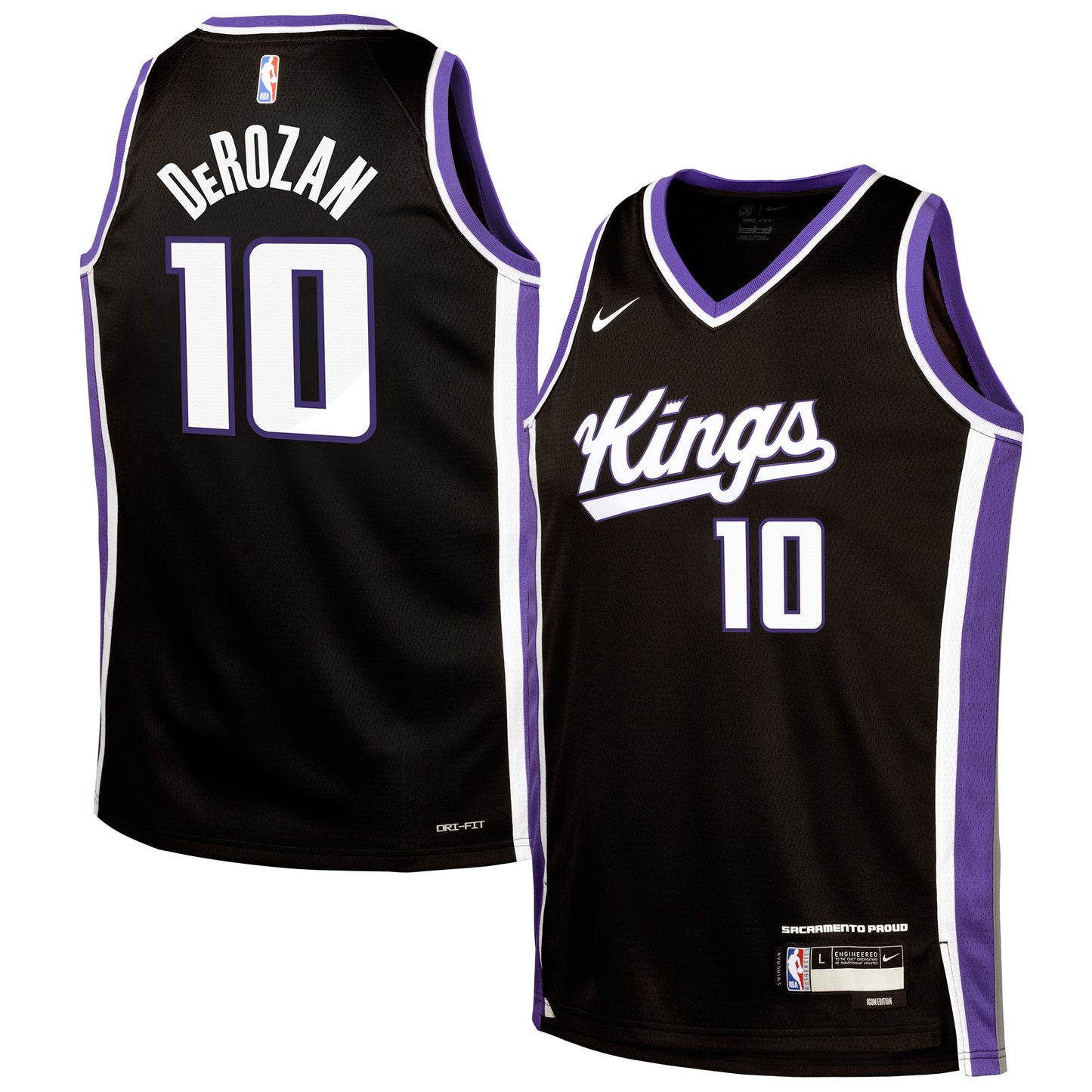 Youth Sacramento Kings DeMar DeRozan Nike Black Swingman Jersey - Icon Edition