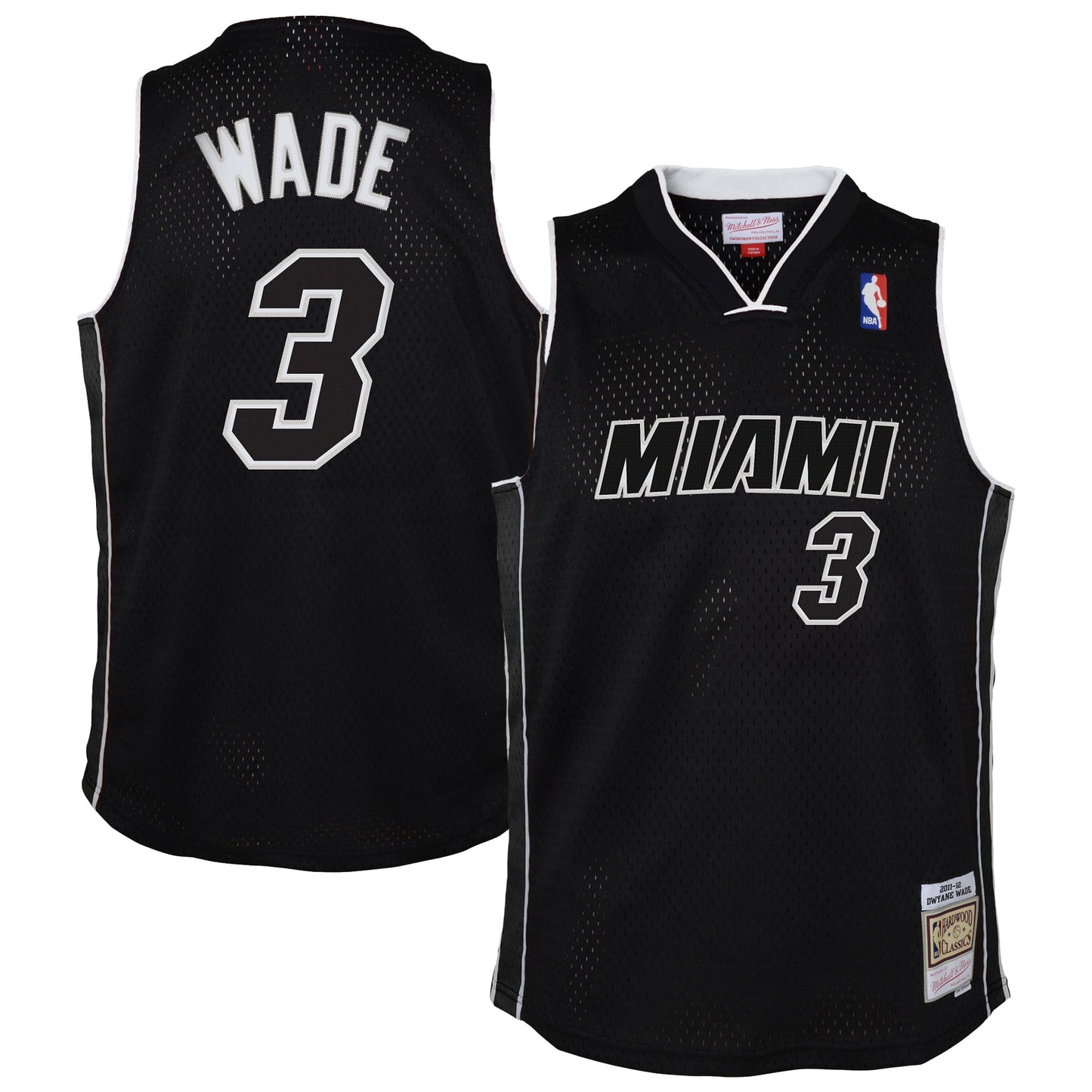 Youth Miami Heat Dwyane Wade Mitchell & Ness Black 2011/12 Hardwood Classics Swingman Alternate Jersey