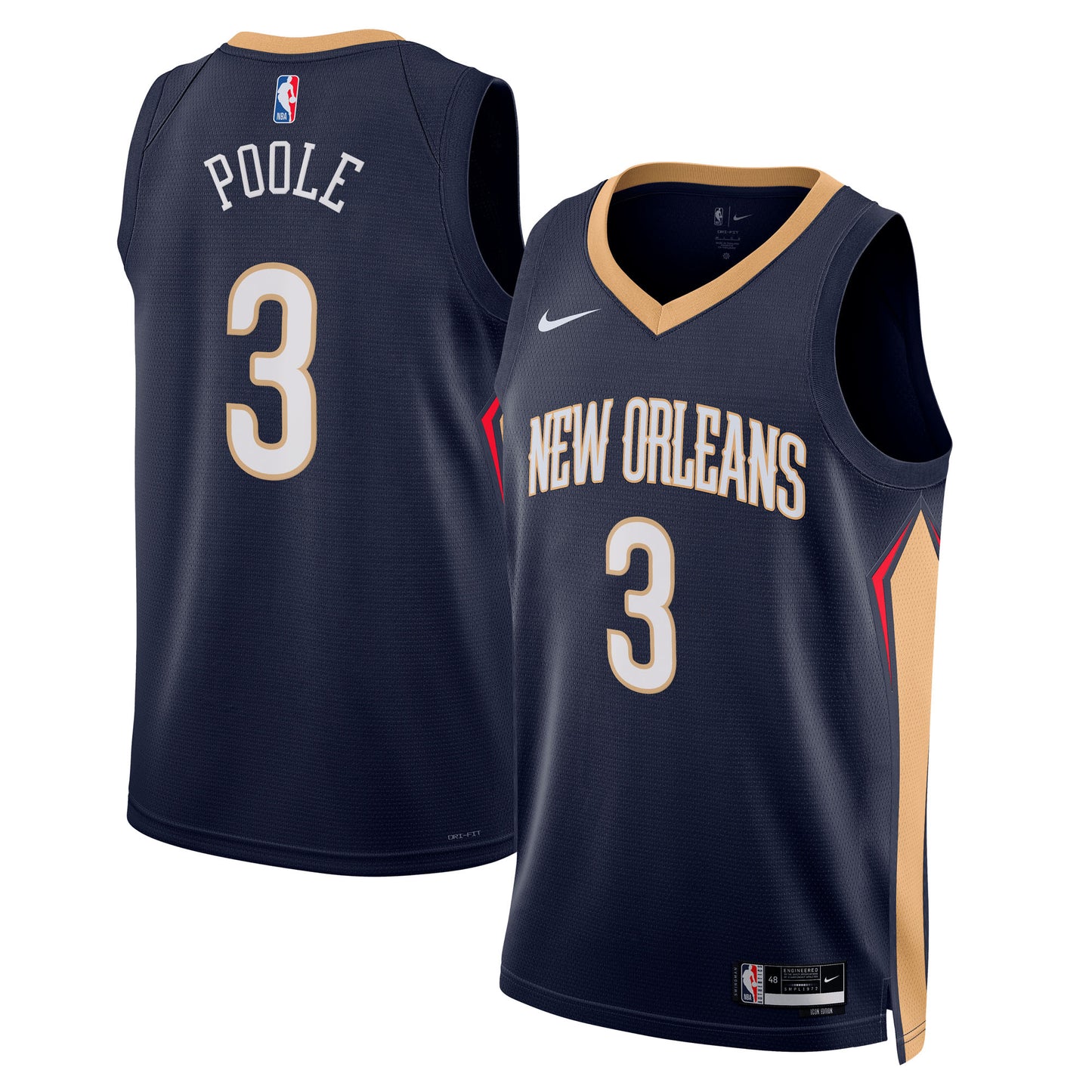 Unisex New Orleans Pelicans Jordan Poole Nike Navy Swingman Jersey - Icon Edition