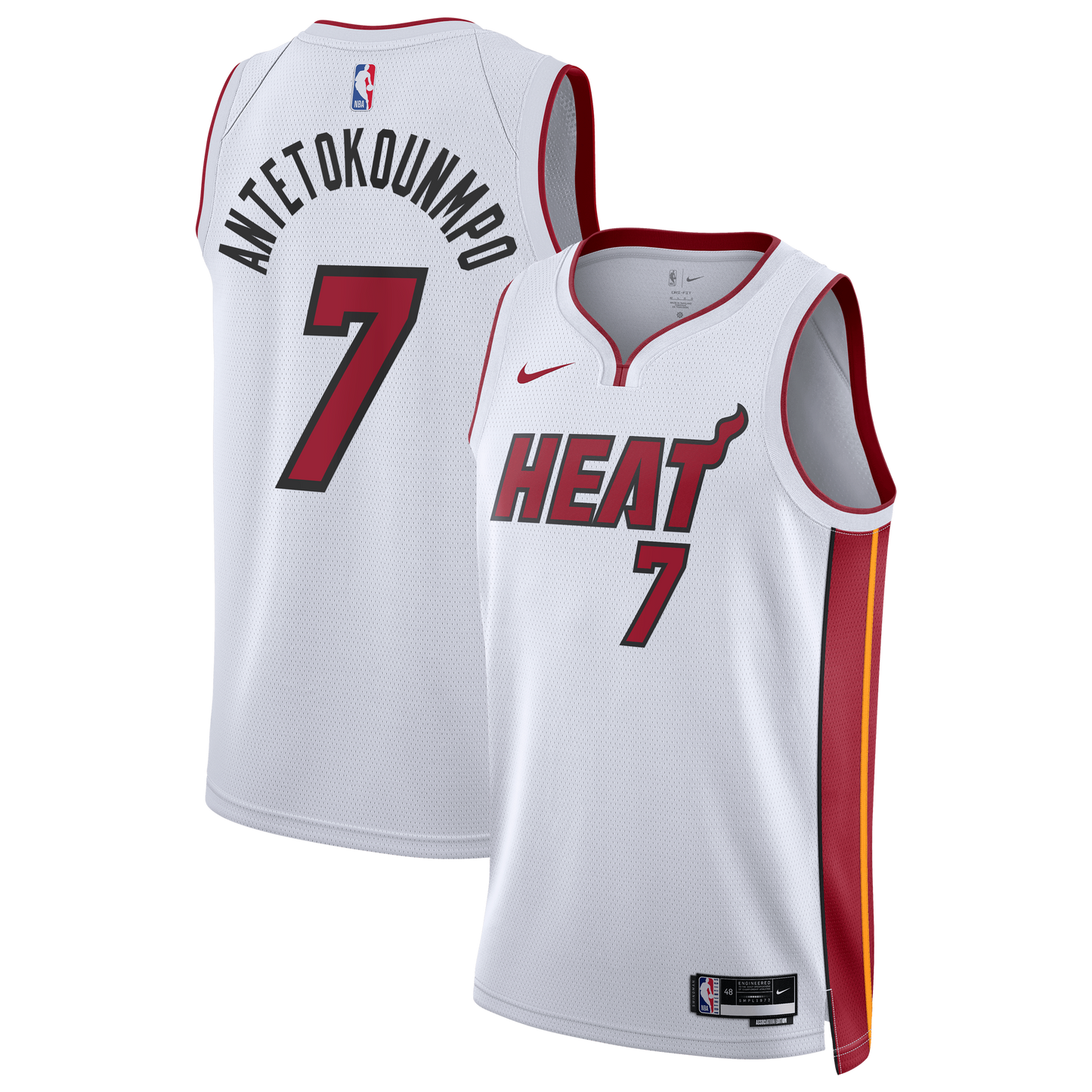 Unisex Miami Heat Giannis Antetokounmpo Nike White Swingman Jersey - Association Edition