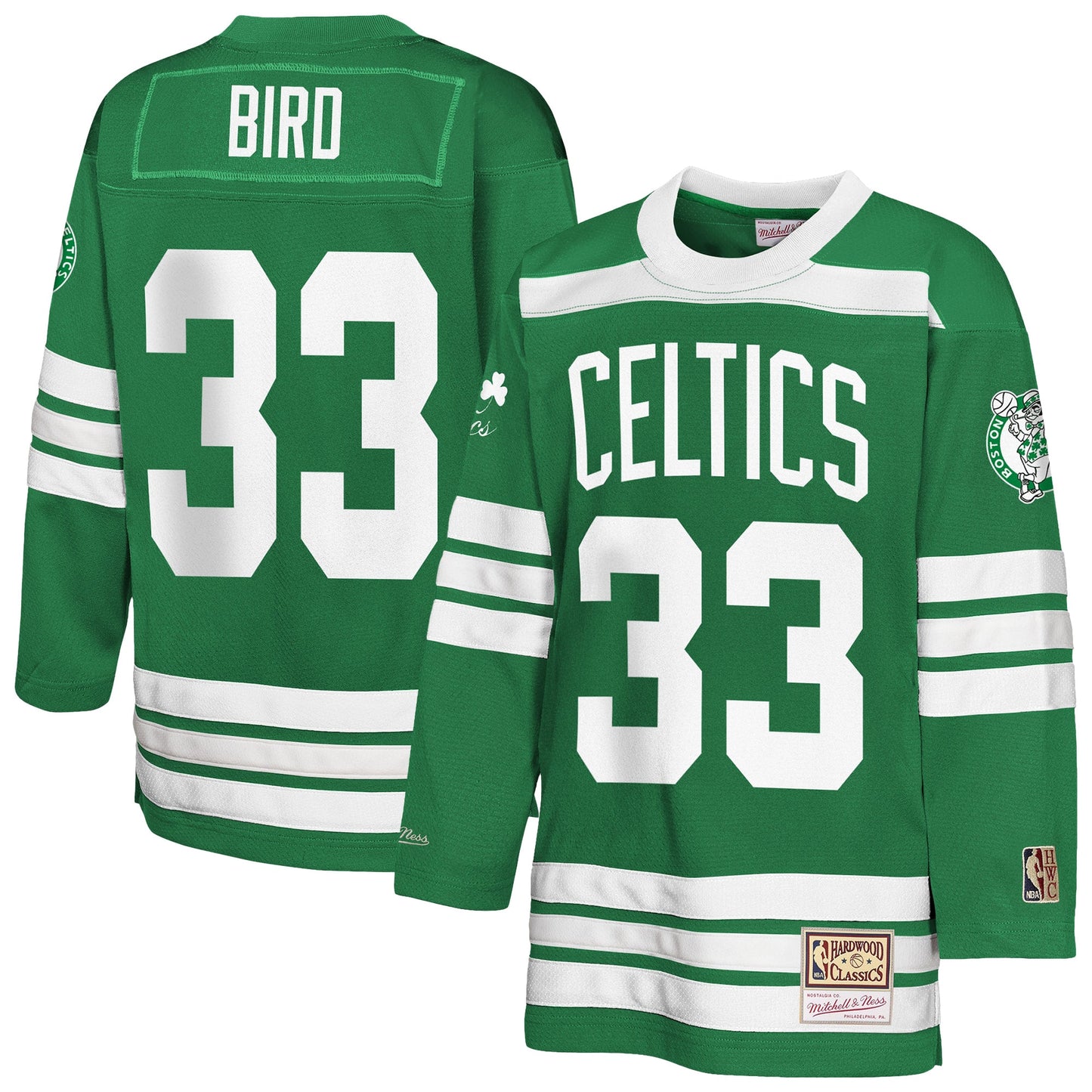 Youth Boston Celtics Larry Bird Mitchell & Ness Kelly Green Maxxed Out 2.0 Fashion Hockey Jersey