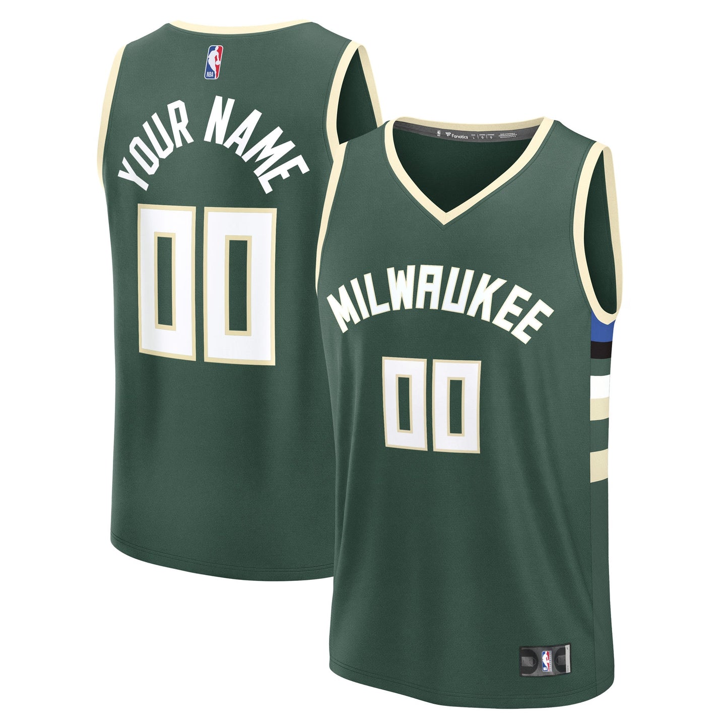 Youth Milwaukee Bucks Fanatics Green Fast Break Custom Replica Jersey - Icon Edition