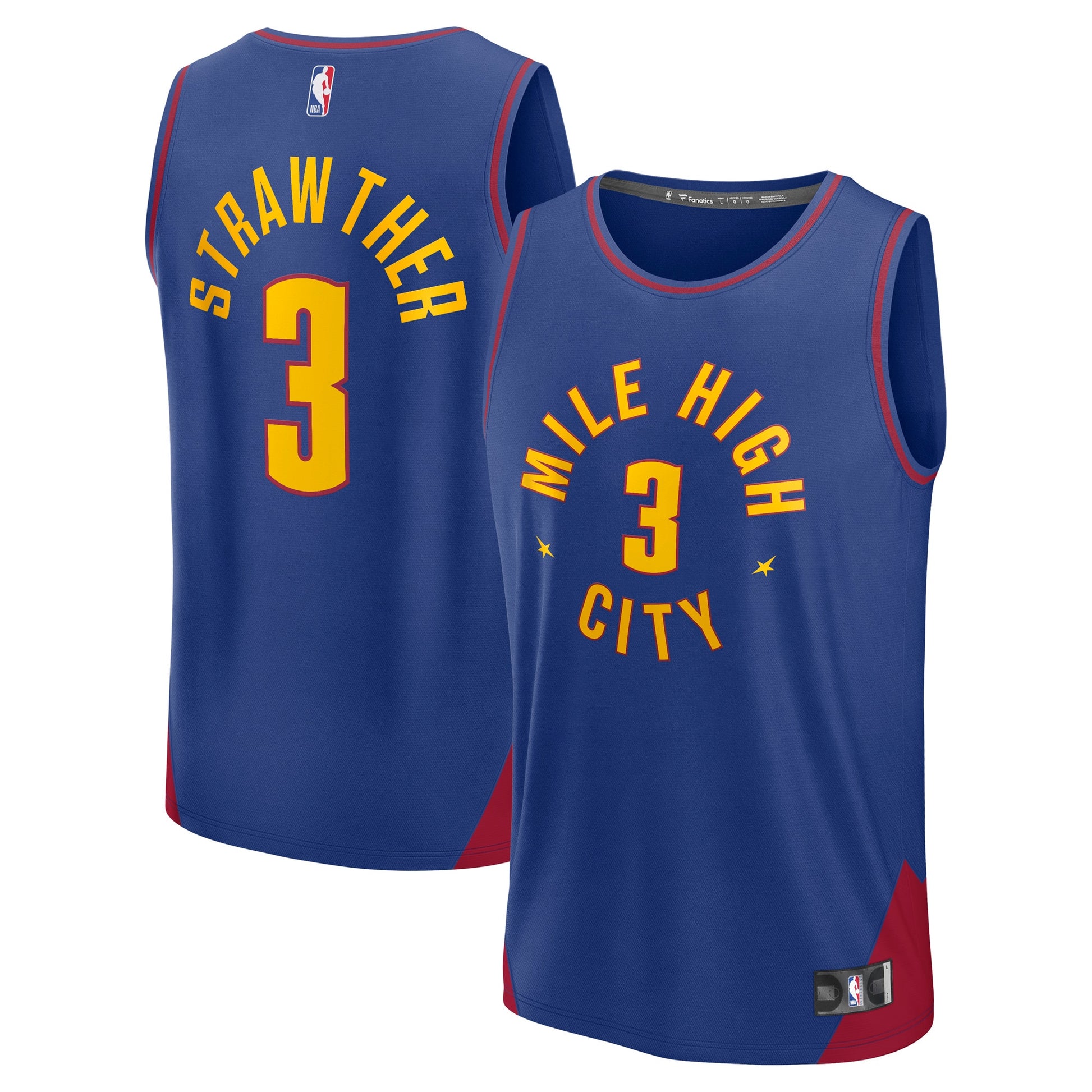 Men's Denver Nuggets Julian Strawther Fanatics Blue Fast Break Replica Player Jersey - Statement Edition