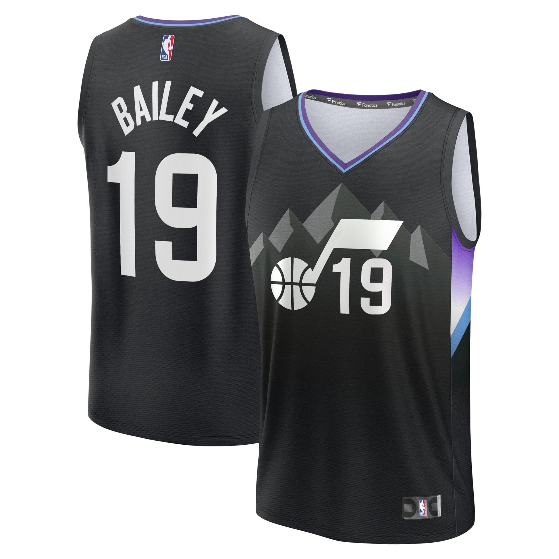 Men's Utah Jazz Ace Bailey Fanatics Black 2025 NBA Draft First Round Pick Fast Break Replica Jersey - Statement Edition