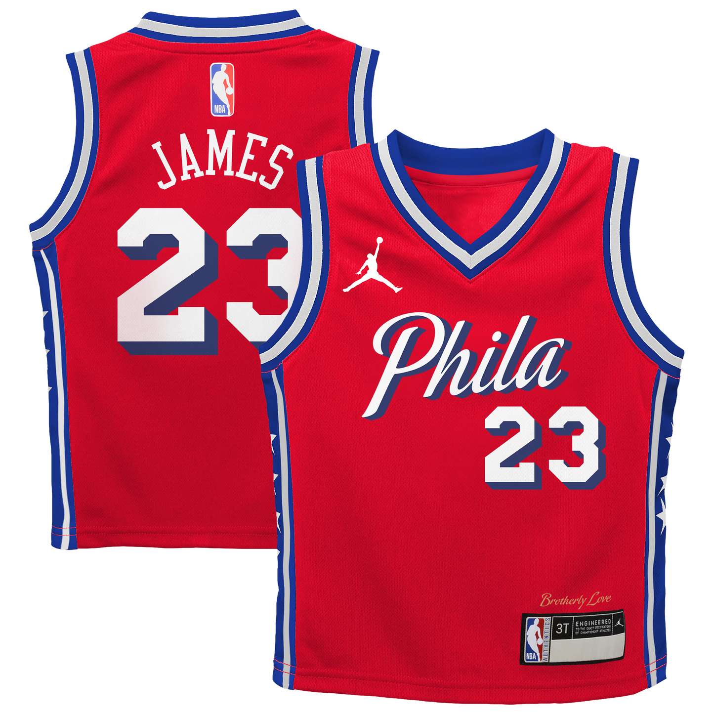 Toddler Philadelphia 76ers LeBron James Jordan Brand Red Swingman Jersey - Statement Edition