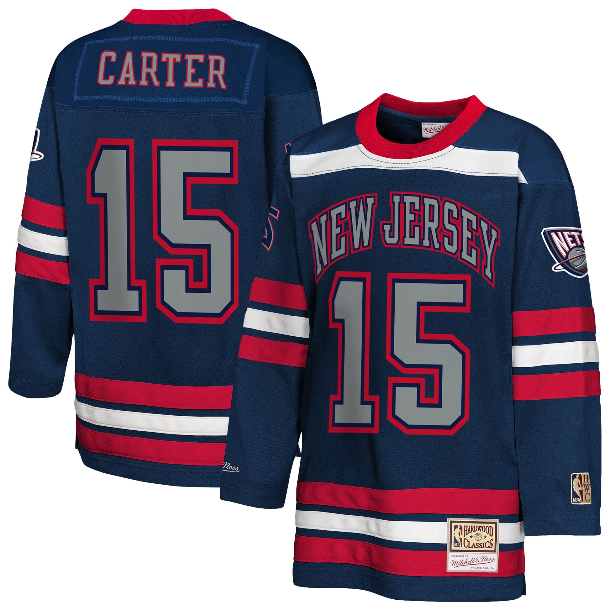 Youth New Jersey Nets Vince Carter Mitchell & Ness Navy Maxxed Out 2.0 Fashion Hockey Jersey
