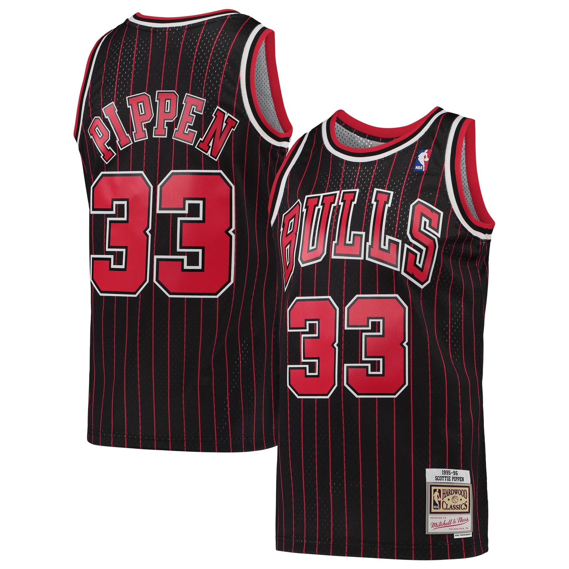 Men's Chicago Bulls Scottie Pippen Mitchell & Ness Black Hardwood Classics Swingman Jersey